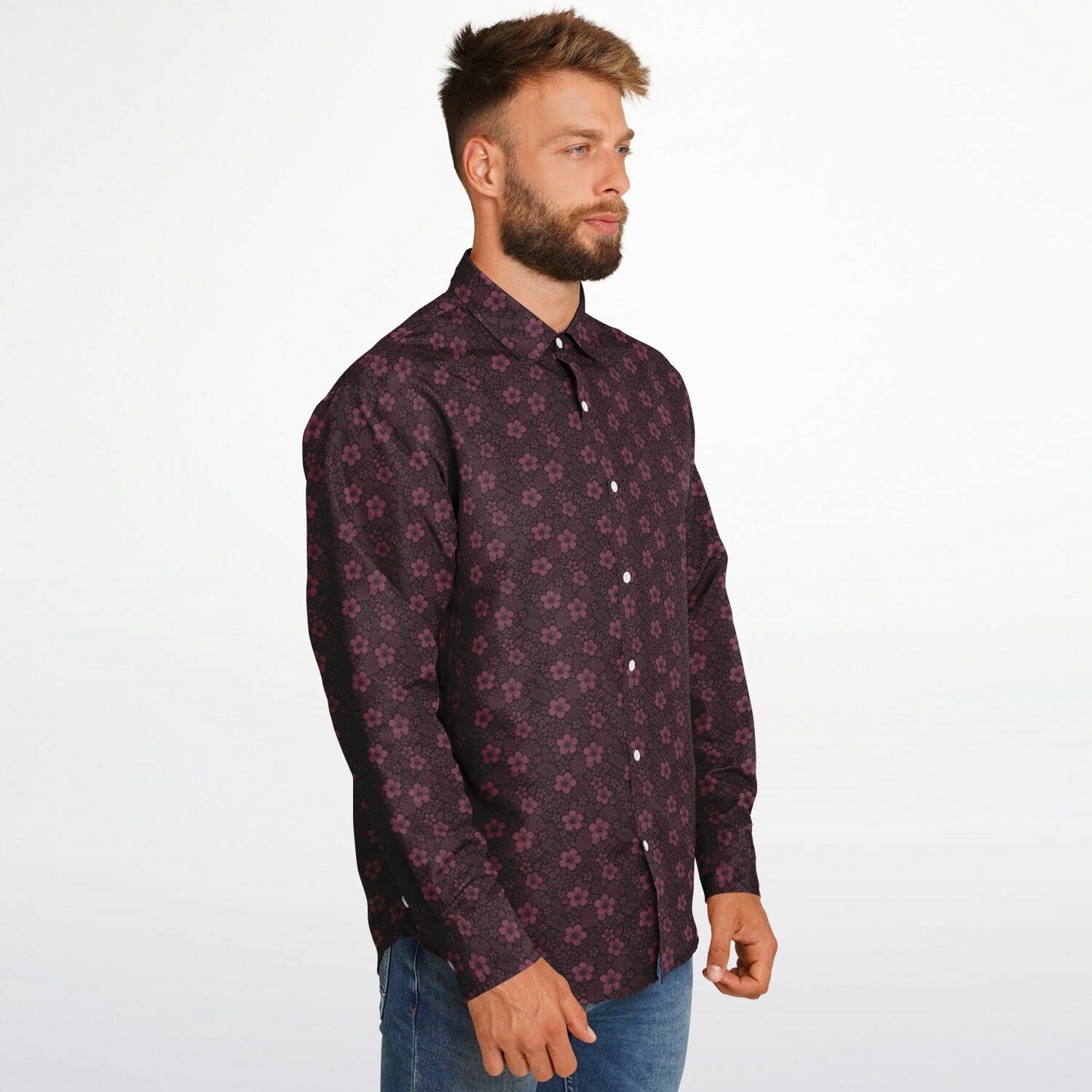 Long Sleeve Button Down Shirt - AOP