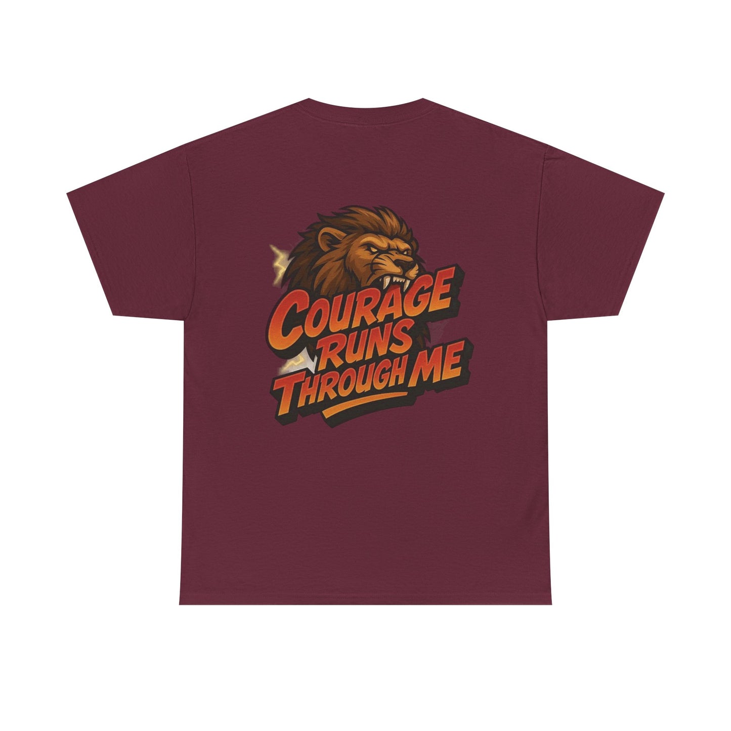Courage-Inspired Unisex Heavy Cotton Tee, Motivational Shirt, Lion Graphic Tee, Confidence Apparel, Gift for Encouragement