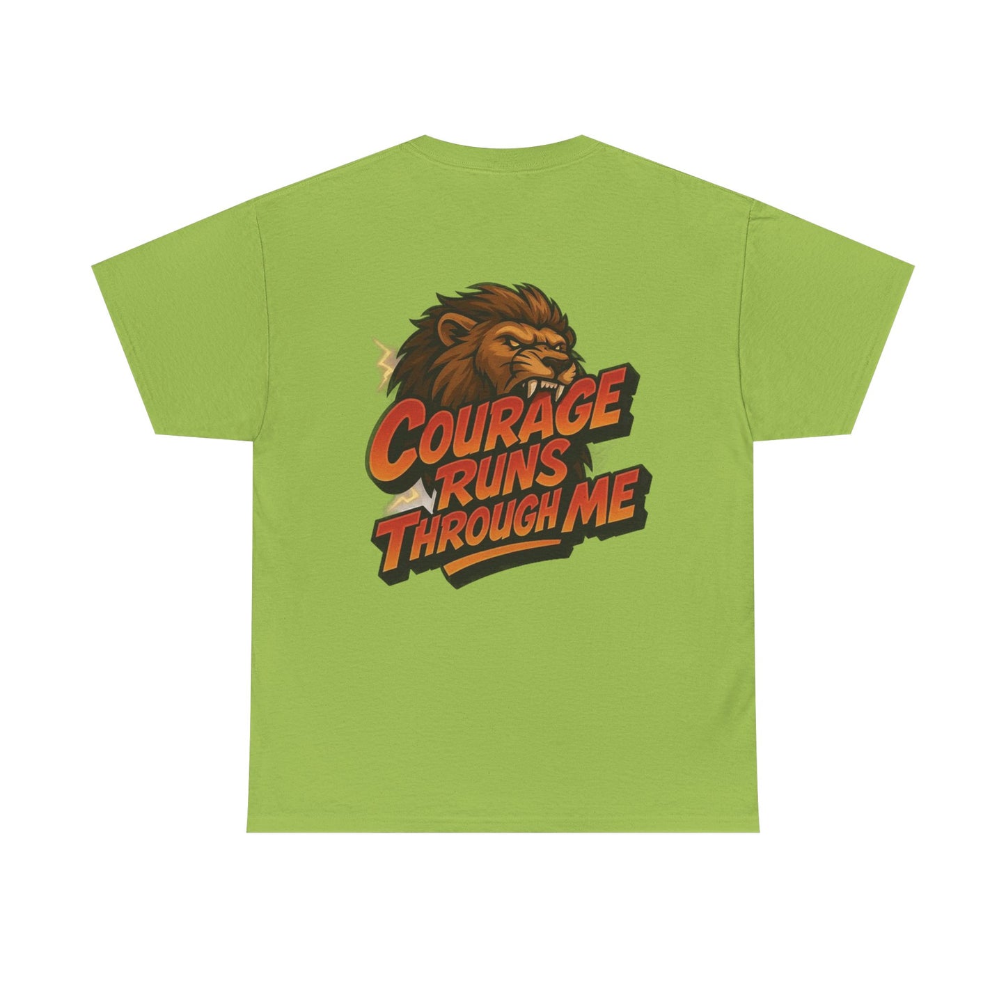 Courage-Inspired Unisex Heavy Cotton Tee, Motivational Shirt, Lion Graphic Tee, Confidence Apparel, Gift for Encouragement