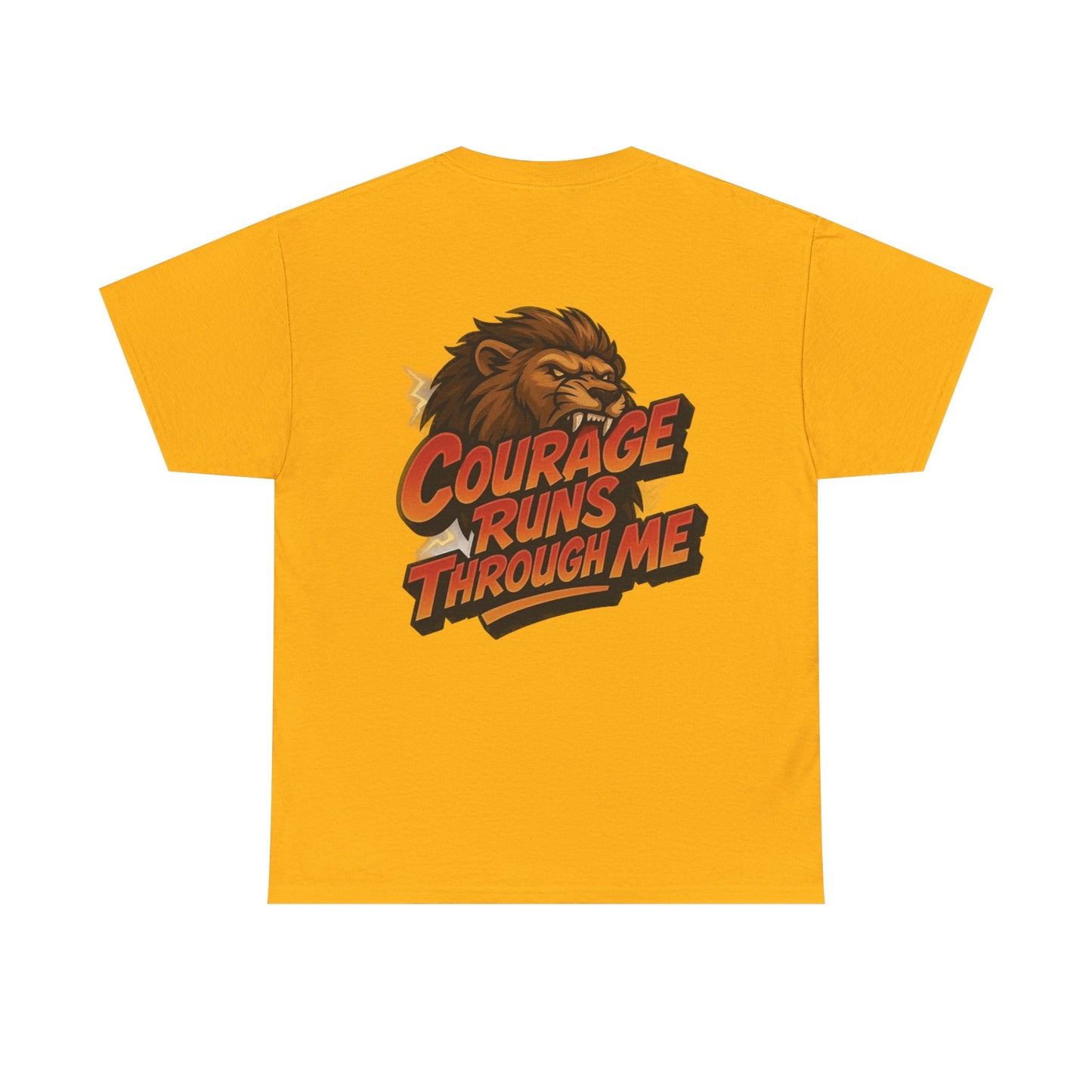 Courage-Inspired Unisex Heavy Cotton Tee, Motivational Shirt, Lion Graphic Tee, Confidence Apparel, Gift for Encouragement