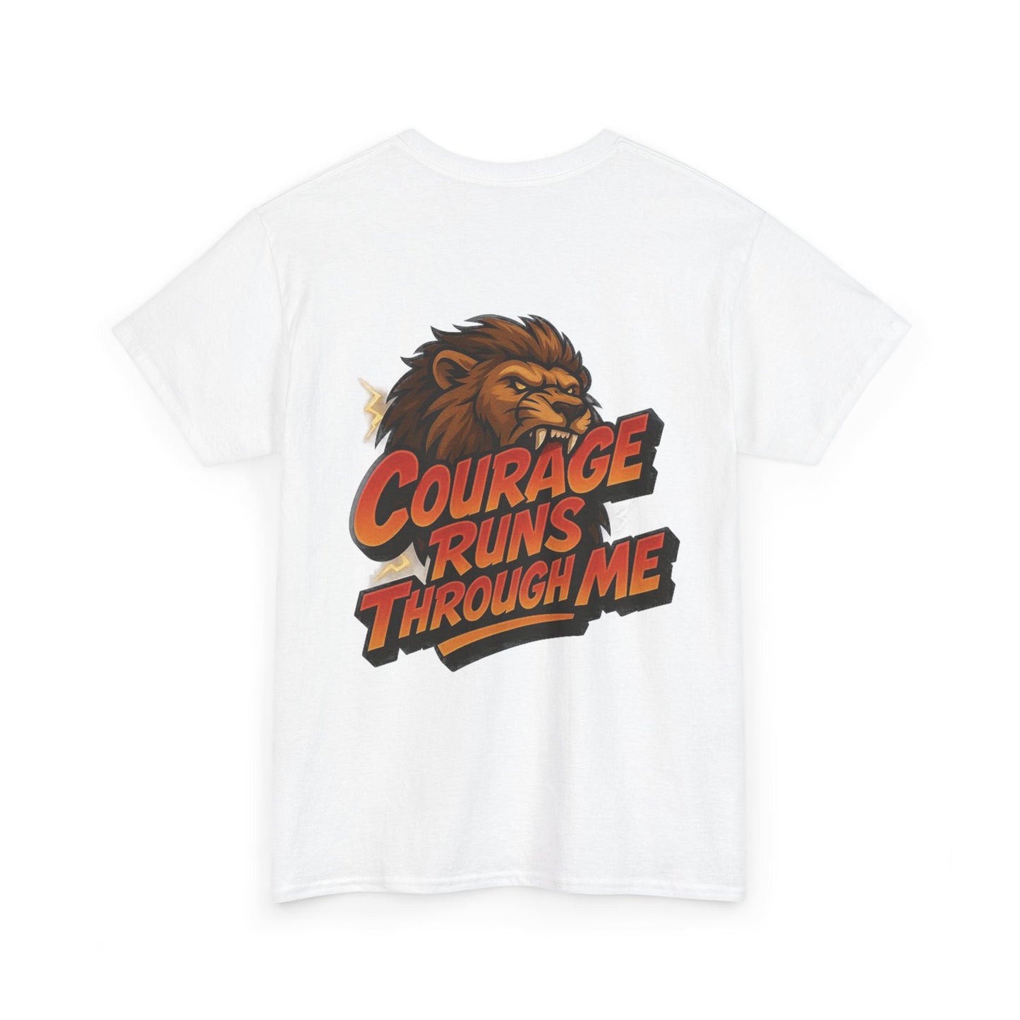Courage-Inspired Unisex Heavy Cotton Tee, Motivational Shirt, Lion Graphic Tee, Confidence Apparel, Gift for Encouragement