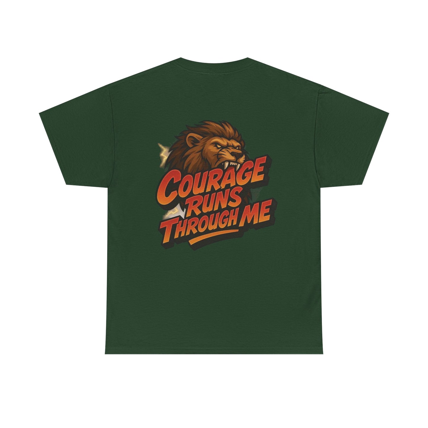 Courage-Inspired Unisex Heavy Cotton Tee, Motivational Shirt, Lion Graphic Tee, Confidence Apparel, Gift for Encouragement