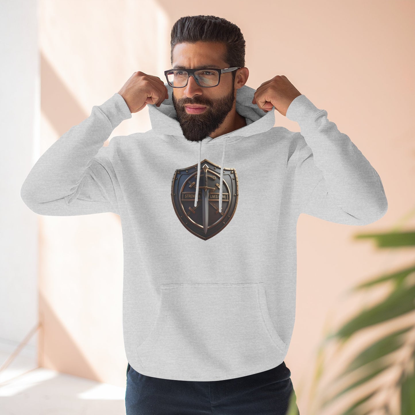 Shield Design Fleece Hoodie | Cozy Sweatshirt, Gamer Gift, Casual Wear, Winter Hoodie, Unique Gift Idea