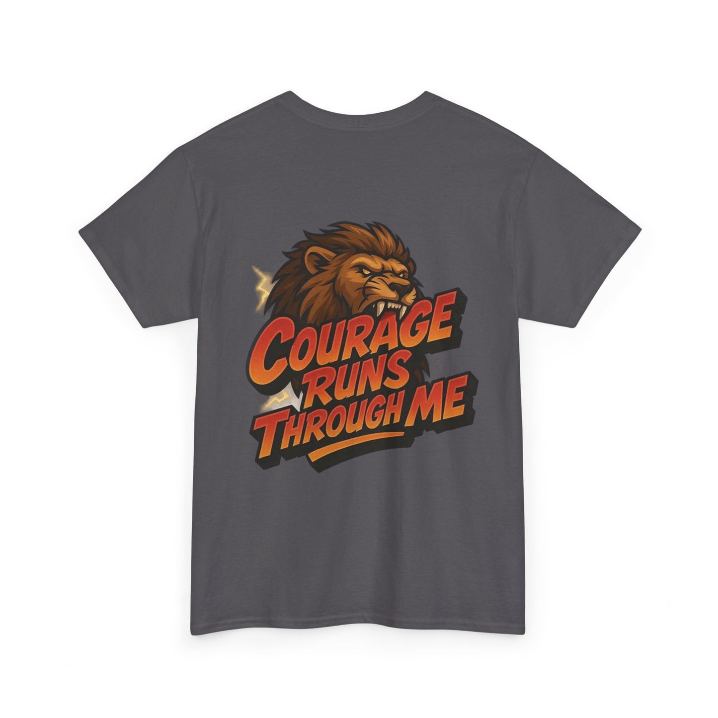 Courage-Inspired Unisex Heavy Cotton Tee, Motivational Shirt, Lion Graphic Tee, Confidence Apparel, Gift for Encouragement