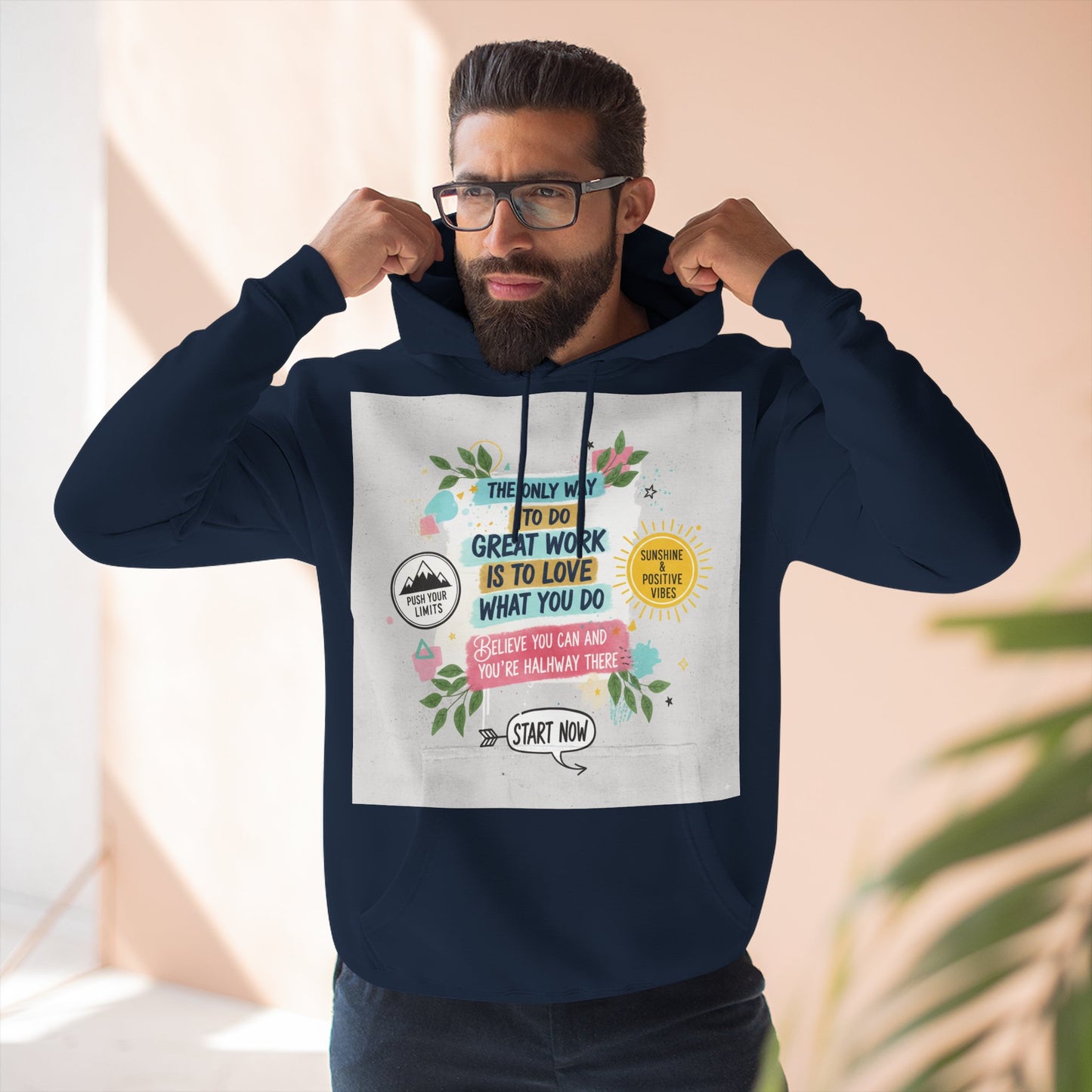Inspiring Fleece Hoodie for Motivation, Cozy Sweatshirt, Gift for Job Seekers, Work from Home Apparel, Positive Vibes Hoodie