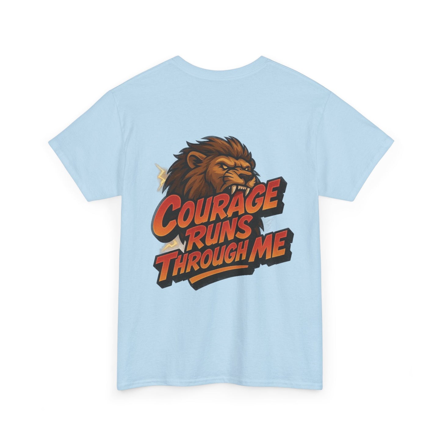 Courage-Inspired Unisex Heavy Cotton Tee, Motivational Shirt, Lion Graphic Tee, Confidence Apparel, Gift for Encouragement