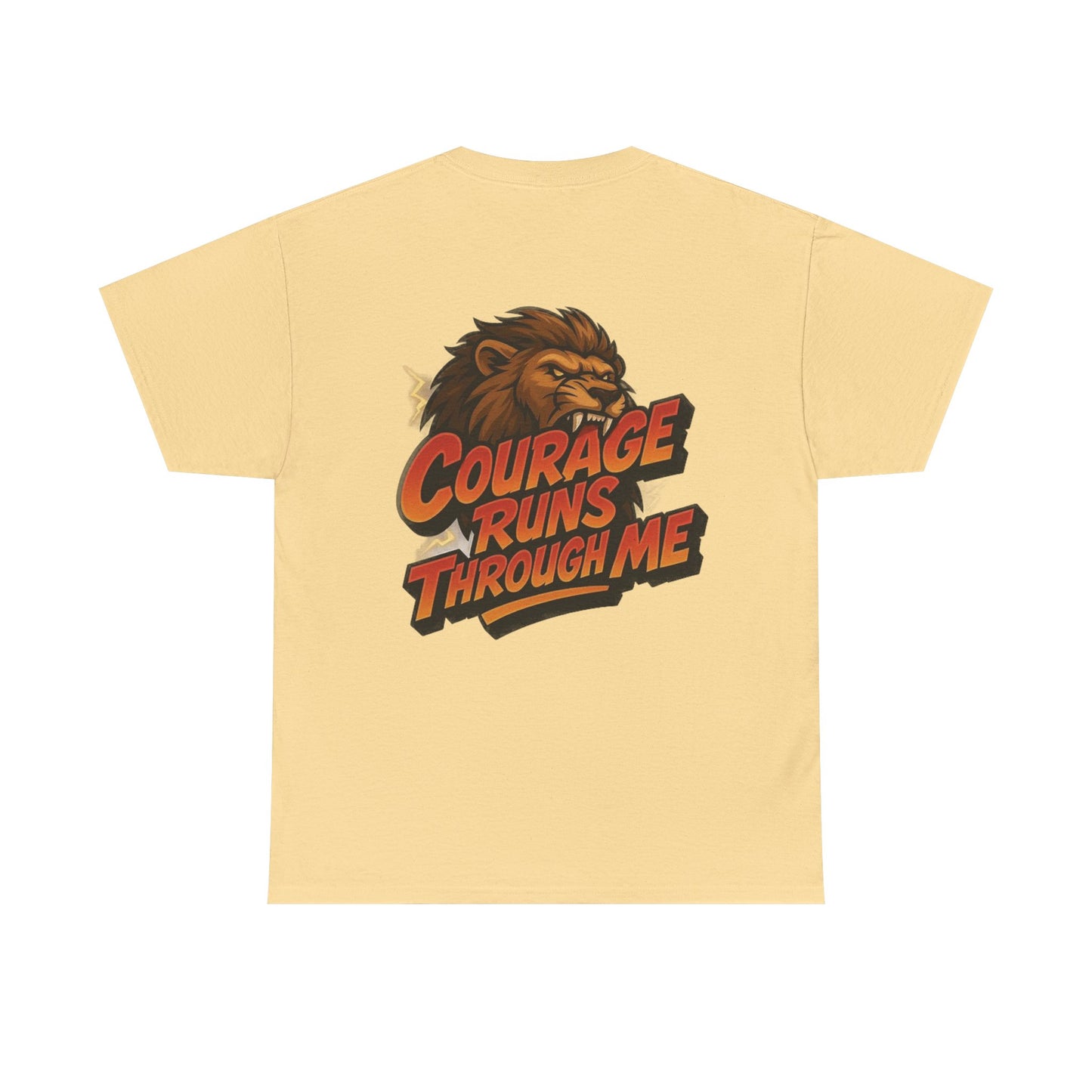 Courage-Inspired Unisex Heavy Cotton Tee, Motivational Shirt, Lion Graphic Tee, Confidence Apparel, Gift for Encouragement