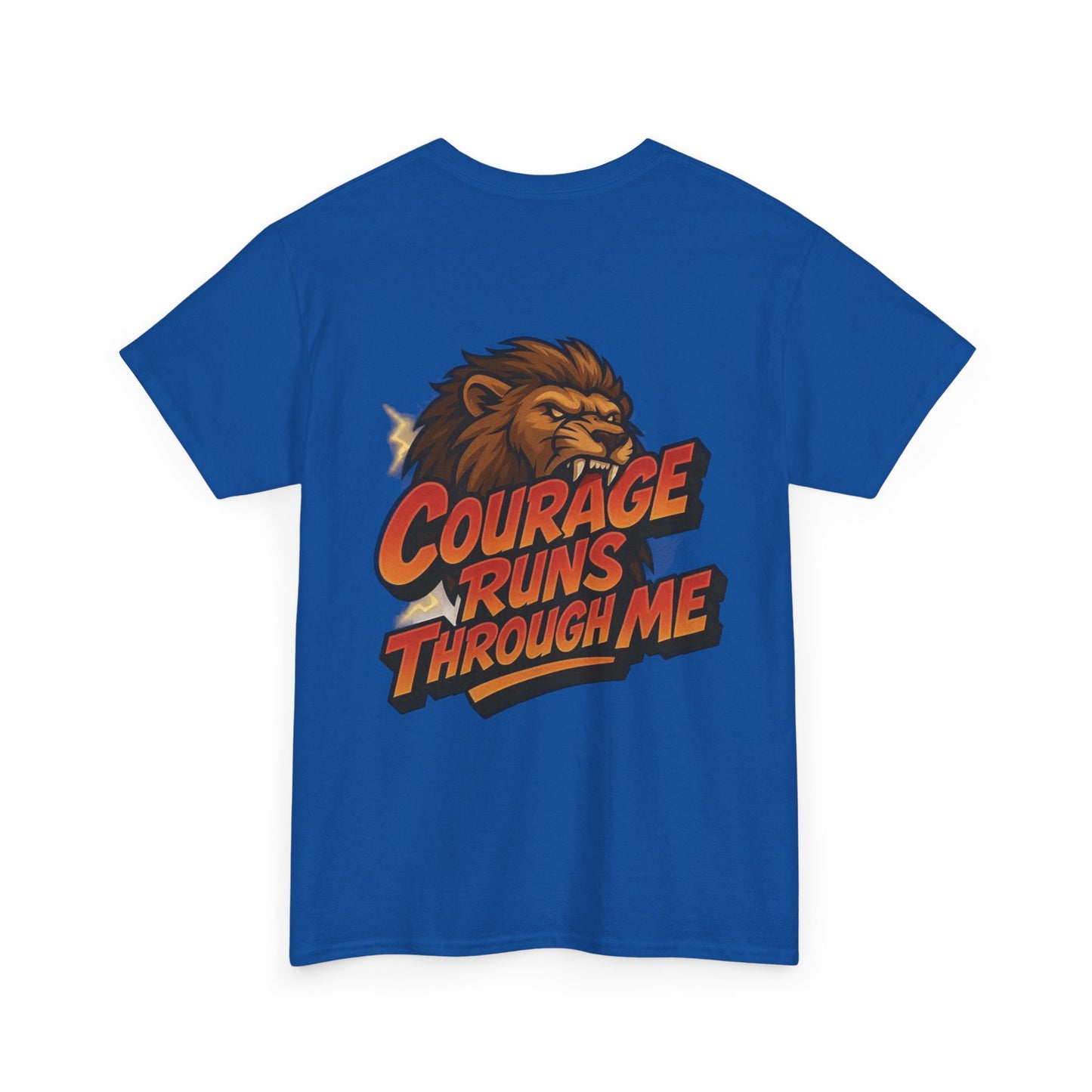 Courage-Inspired Unisex Heavy Cotton Tee, Motivational Shirt, Lion Graphic Tee, Confidence Apparel, Gift for Encouragement