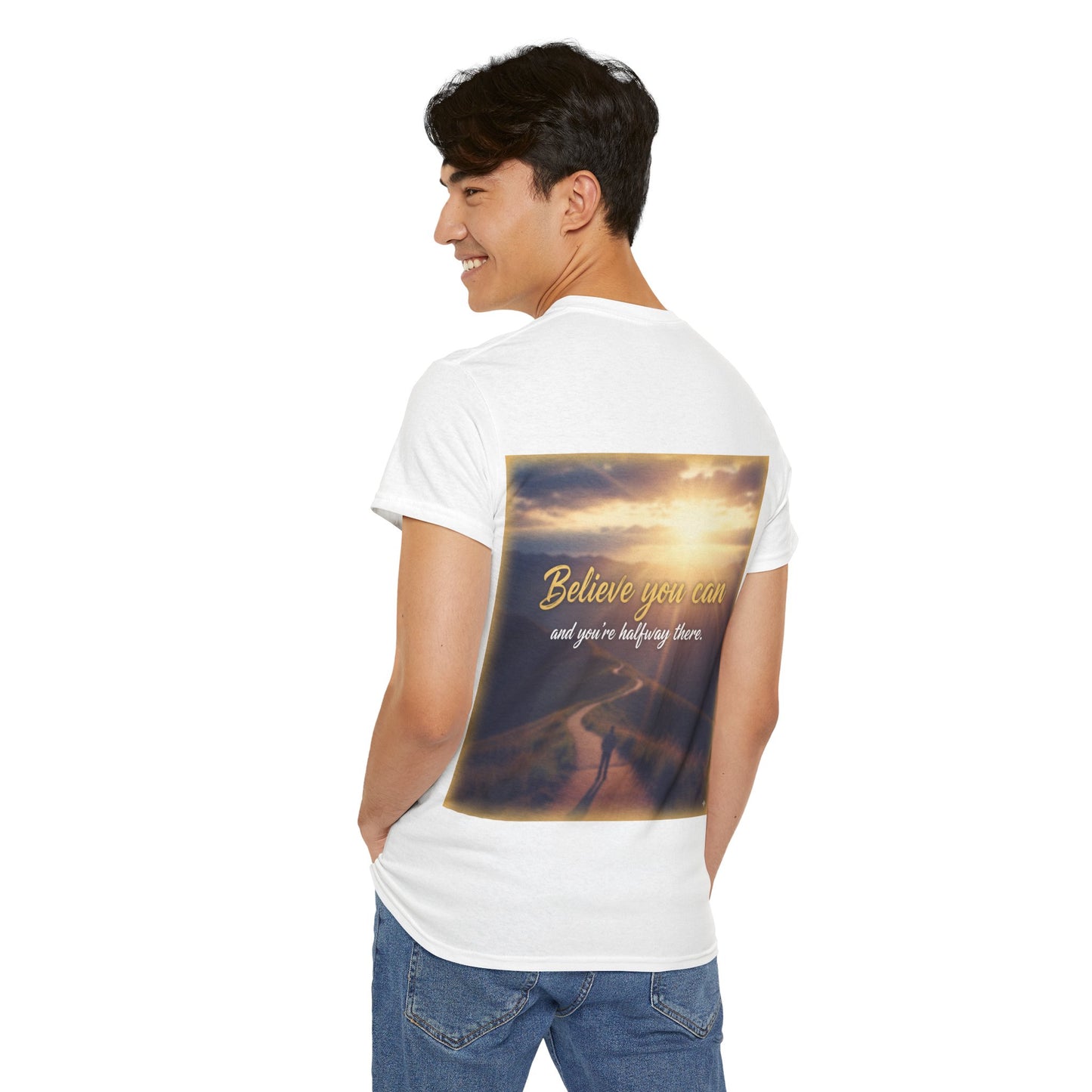 Inspiring Motivational Tee - Believe You Can, Unisex Heavy Cotton Tee, Positive Affirmation Shirt, Gift for Dreamers, Uplifting Apparel