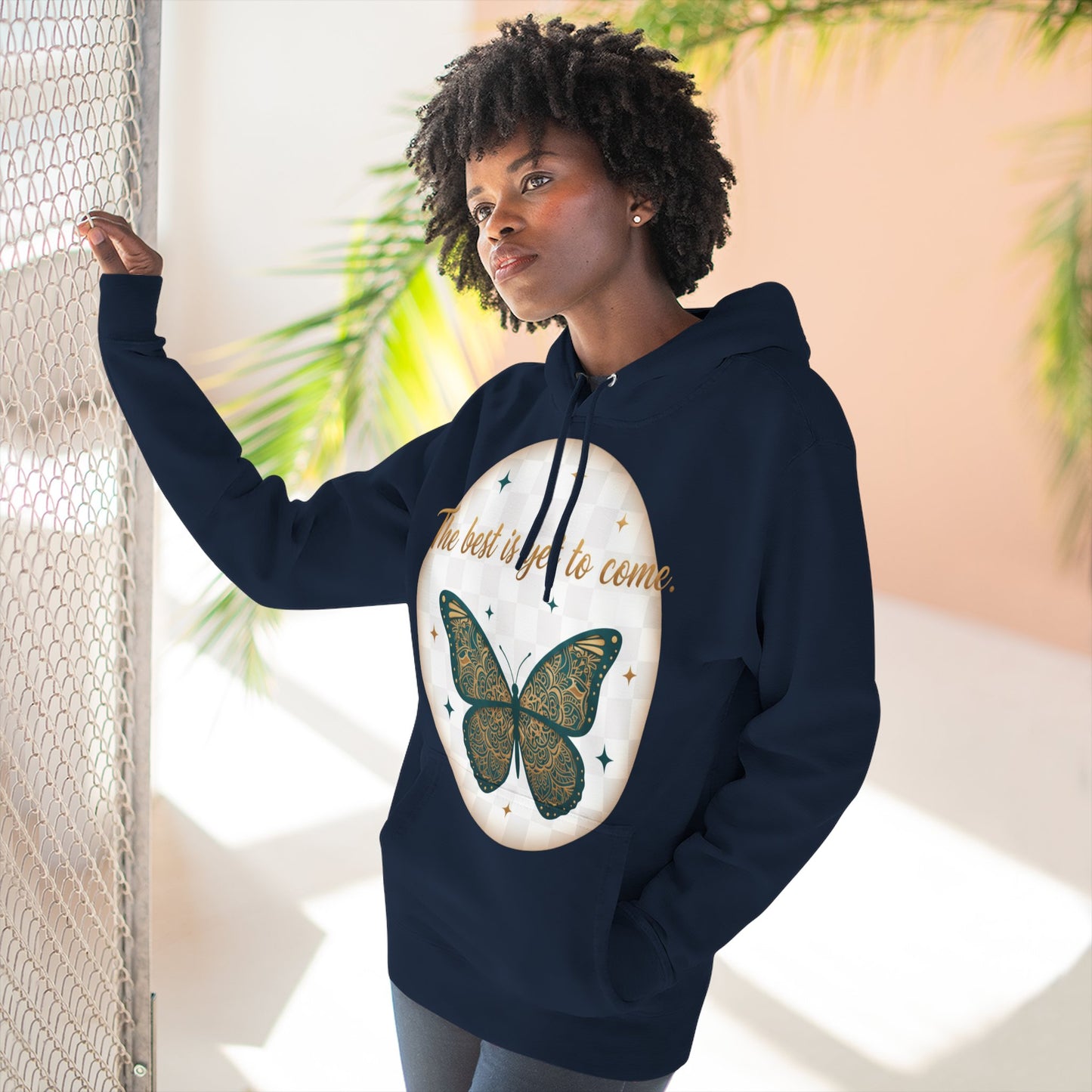 Inspirational Butterflies Fleece Hoodie, Cozy Gift for Her, Motivational Pullover, Thoughtful Present, Casual Everyday Wear