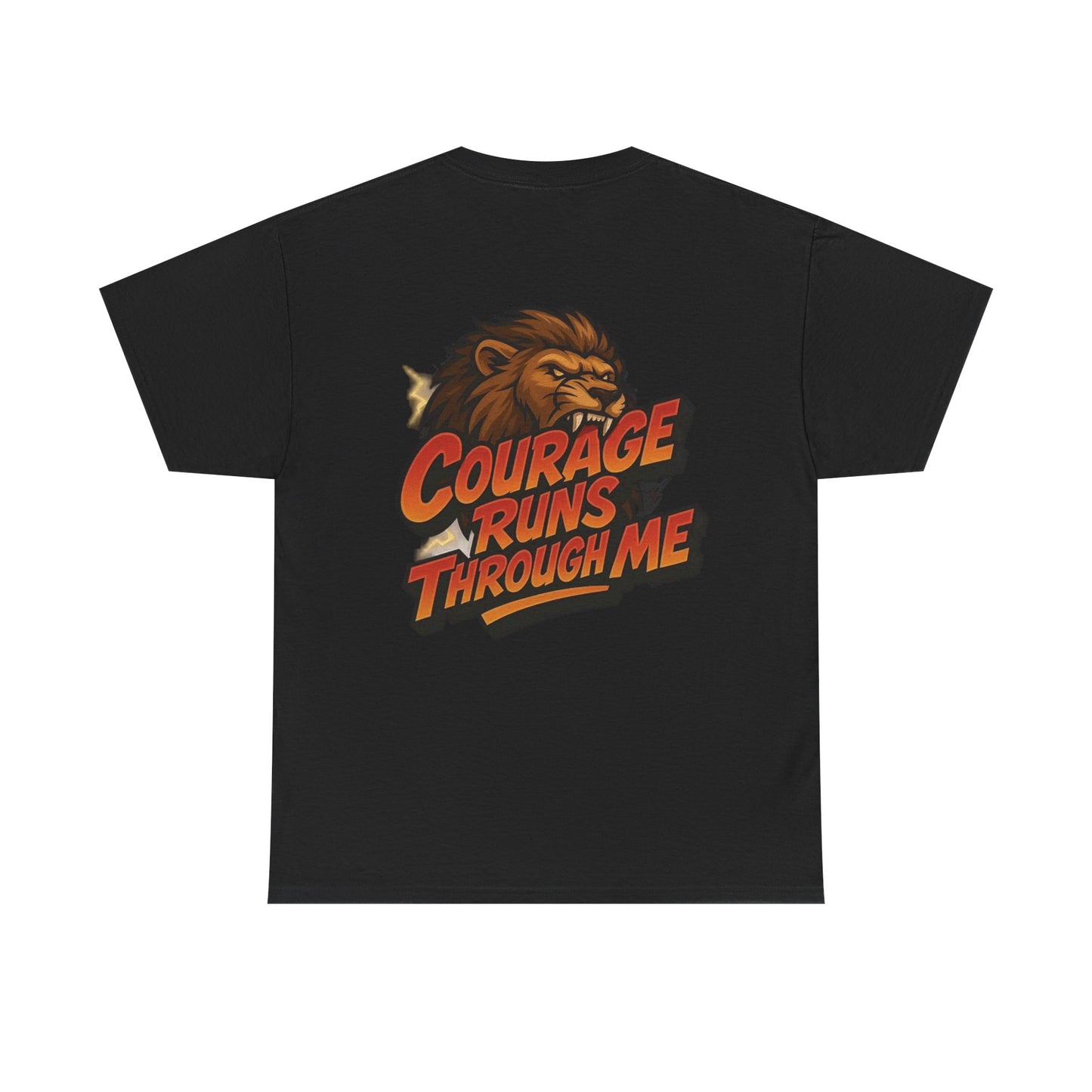 Courage-Inspired Unisex Heavy Cotton Tee, Motivational Shirt, Lion Graphic Tee, Confidence Apparel, Gift for Encouragement