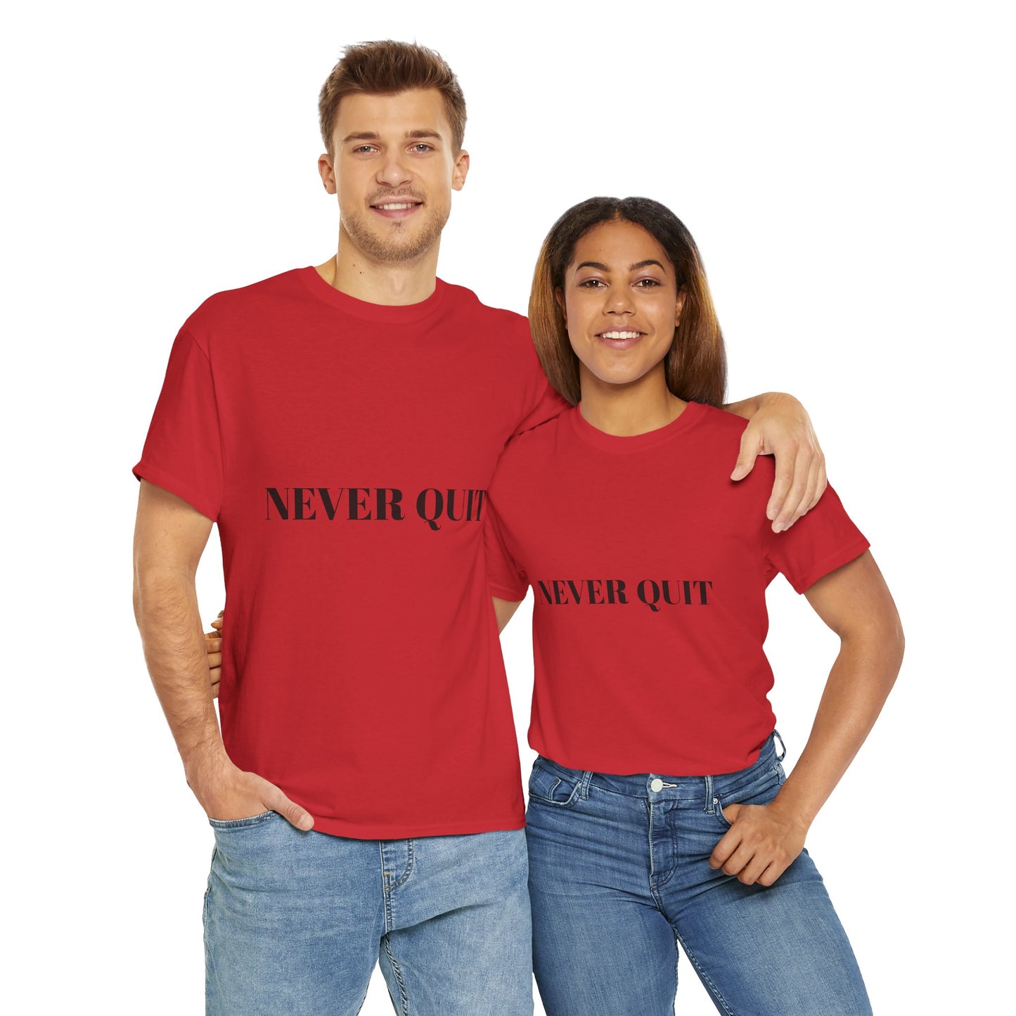 Unisex Heavy Cotton Tee - Motivational 'Never Quit' Tee, Fitness Apparel, Inspirational Gift, Casual Wear, Everyday Tee, Encouragement Shirt