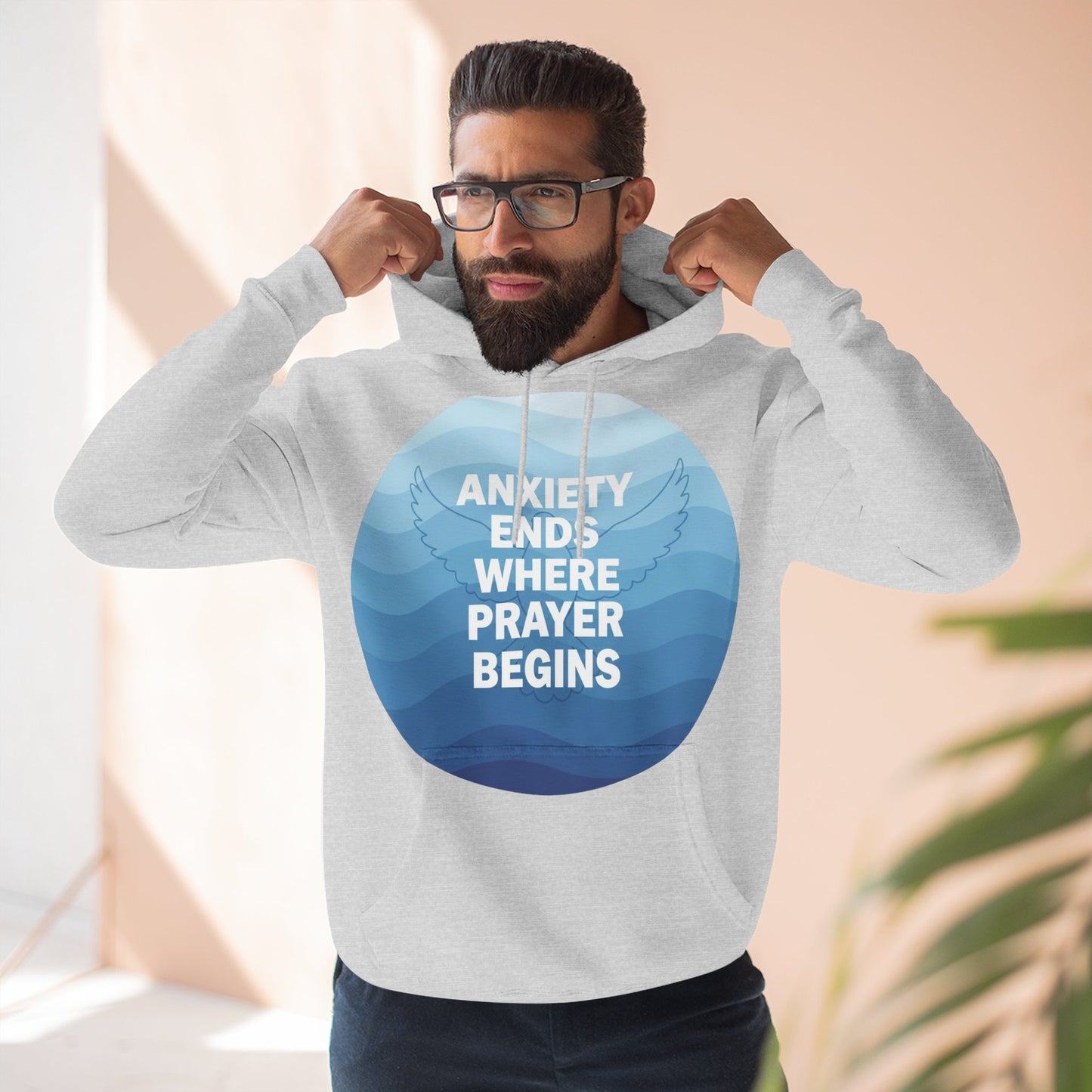 Inspirational Fleece Hoodie: 'Anxiety Ends Where Prayer Begins' - Cozy Sweatshirt for Comfort, Faith, Gifts, Self-Care, Everyday Wear