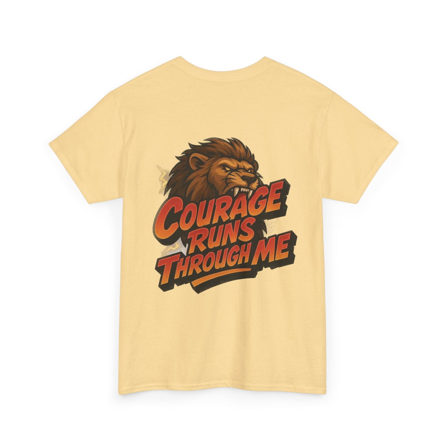 Courage-Inspired Unisex Heavy Cotton Tee, Motivational Shirt, Lion Graphic Tee, Confidence Apparel, Gift for Encouragement