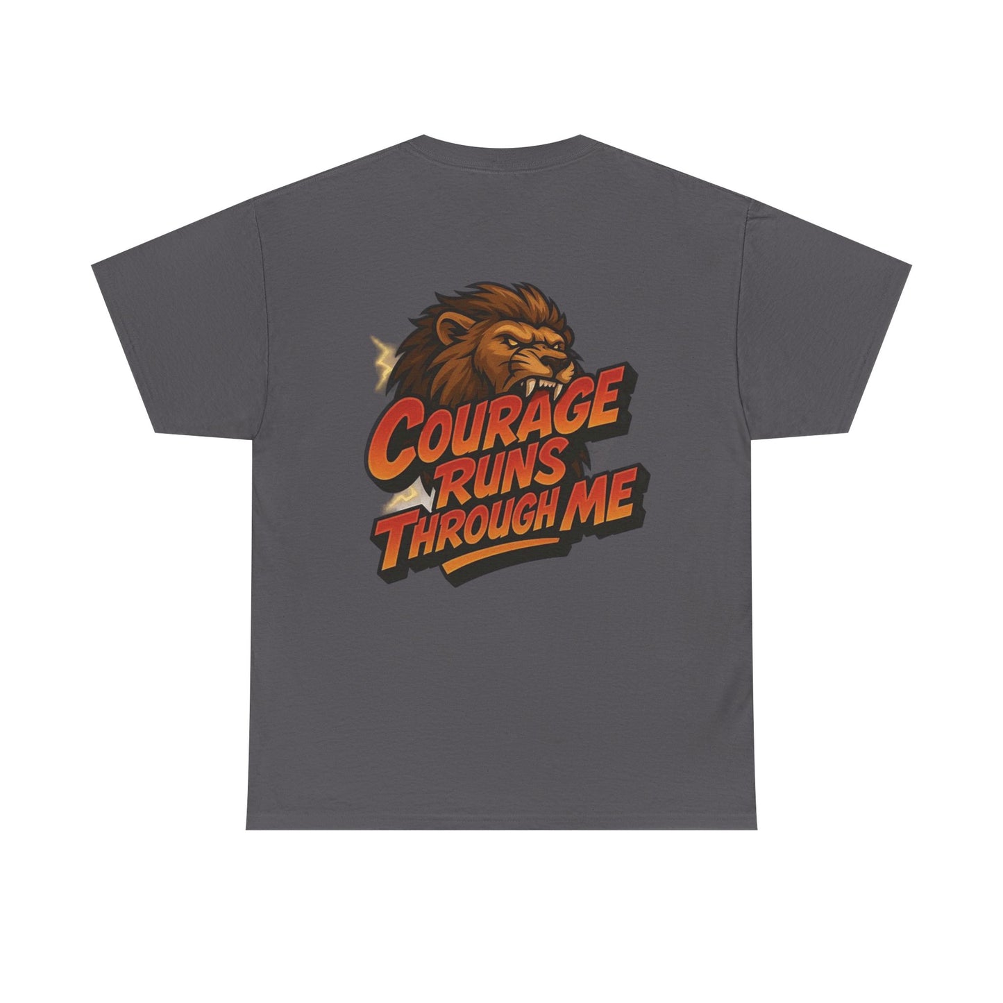 Courage-Inspired Unisex Heavy Cotton Tee, Motivational Shirt, Lion Graphic Tee, Confidence Apparel, Gift for Encouragement