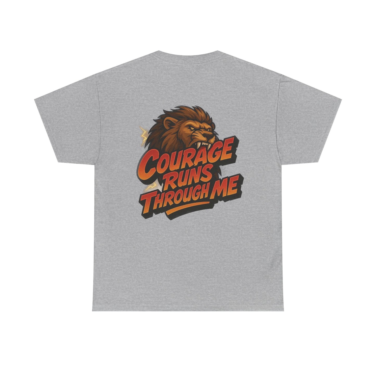 Courage-Inspired Unisex Heavy Cotton Tee, Motivational Shirt, Lion Graphic Tee, Confidence Apparel, Gift for Encouragement