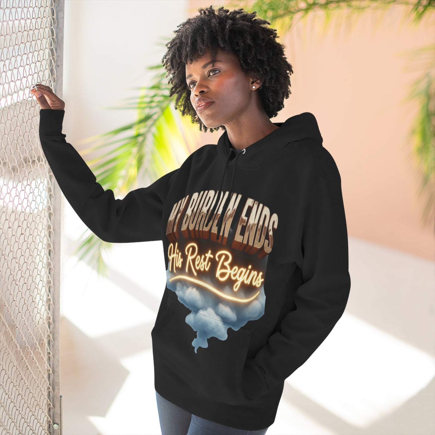 Inspirational Three-Panel Fleece Hoodie, Cozy Sweatshirt, Motivational Gift, Relaxation Wear, Everyday Comfort