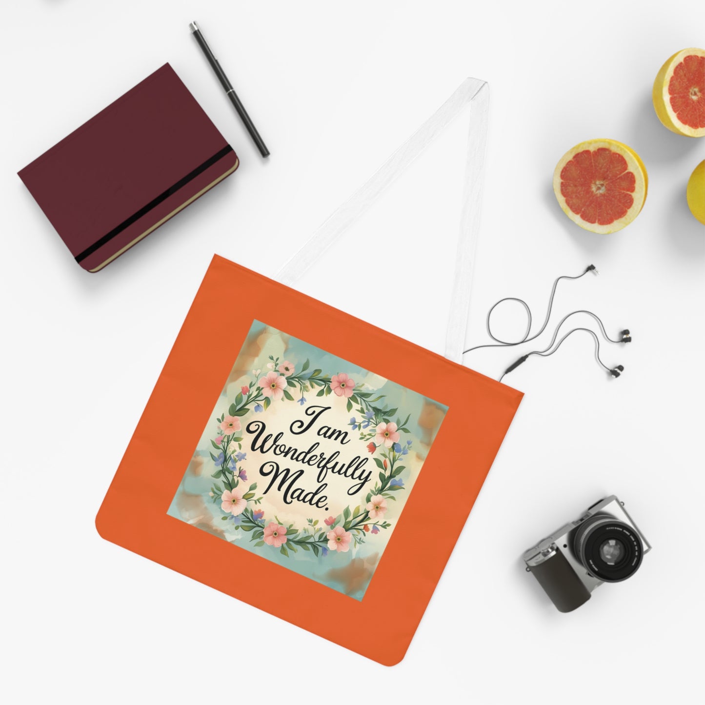 Floral Inspirational Shoulder Tote Bag, Eco-Friendly Everyday Tote, Gift for Her, Motivational Quote Bag, Practical Shopping Tote