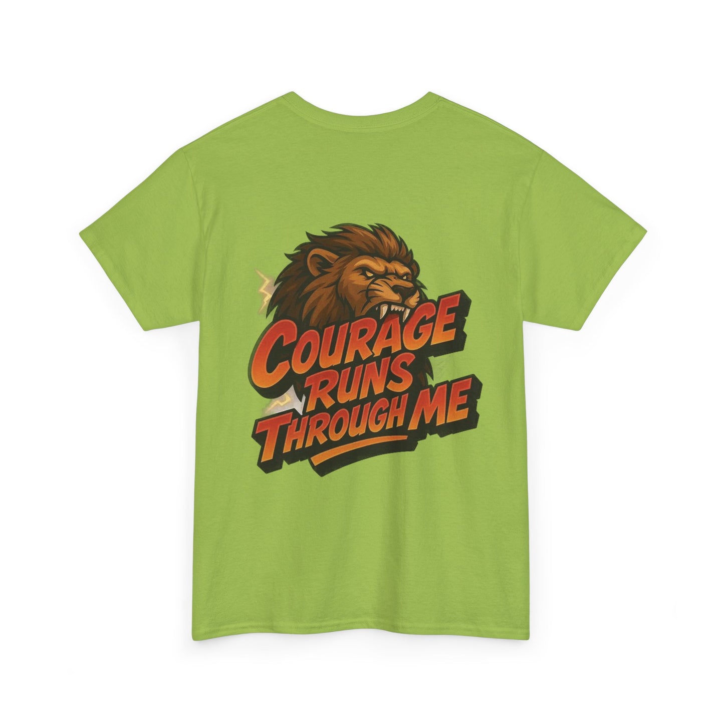Courage-Inspired Unisex Heavy Cotton Tee, Motivational Shirt, Lion Graphic Tee, Confidence Apparel, Gift for Encouragement