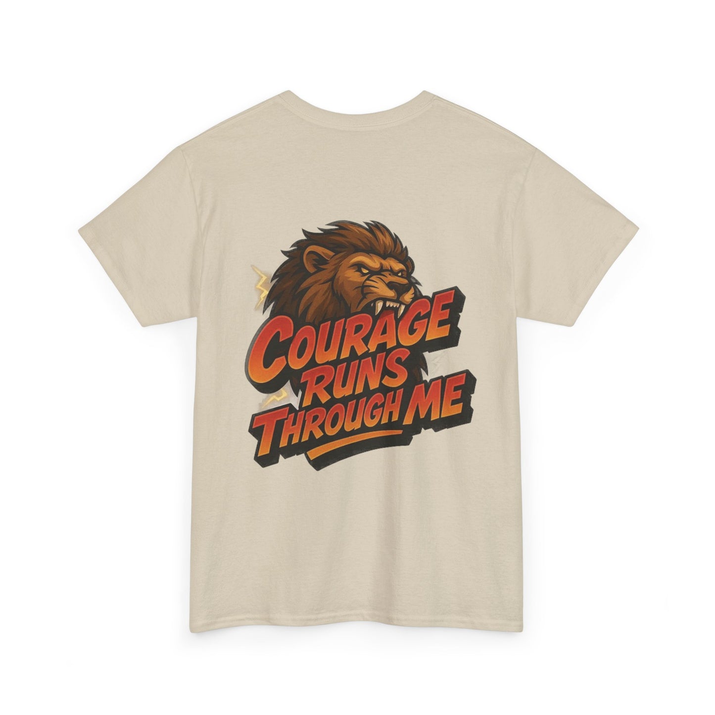 Courage-Inspired Unisex Heavy Cotton Tee, Motivational Shirt, Lion Graphic Tee, Confidence Apparel, Gift for Encouragement