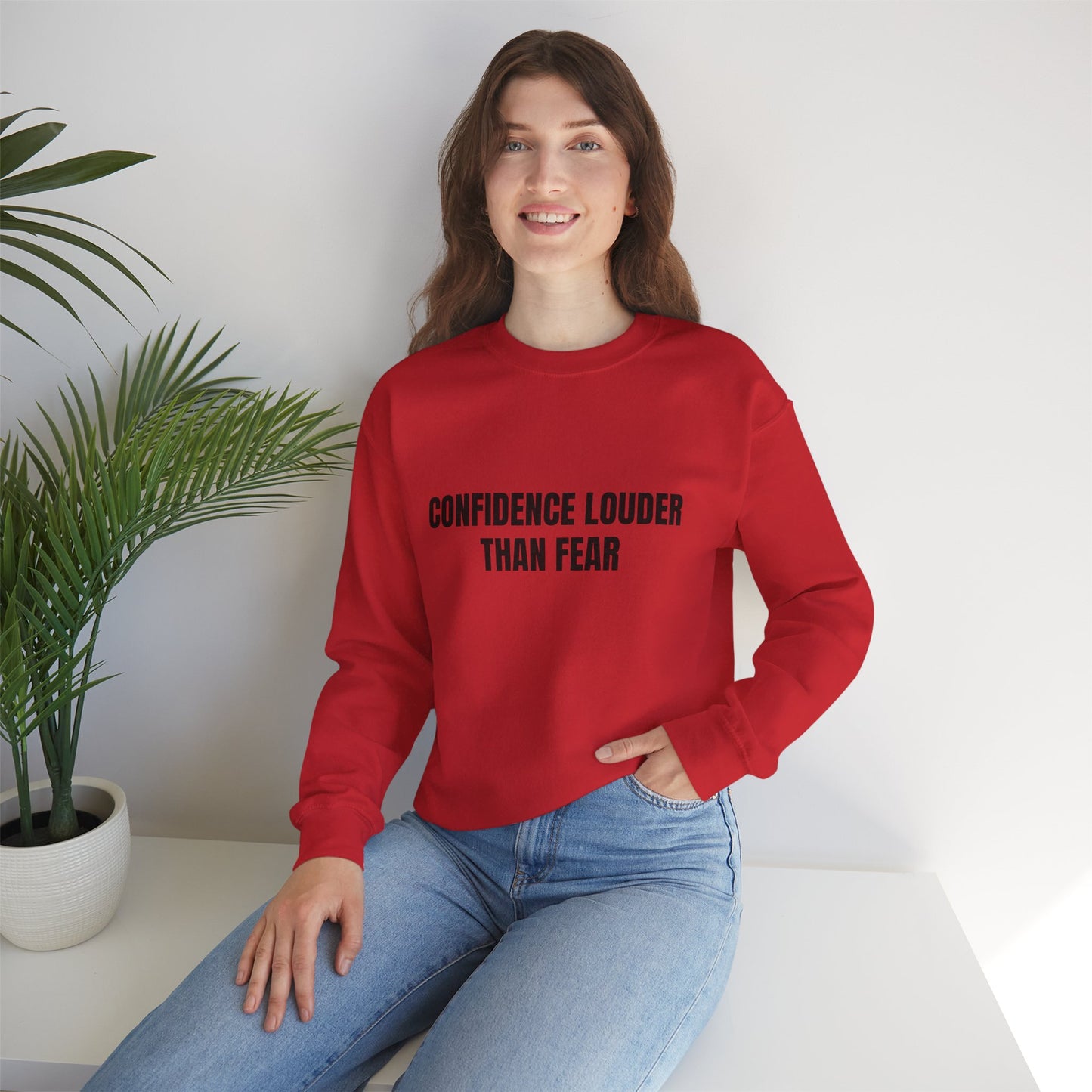 Confidence Louder Than Fear Sweatshirt, Motivational Crewneck, Inspirational Gift for Her, Unisex Cozy Top, Everyday Wear, Self-Love Apparel