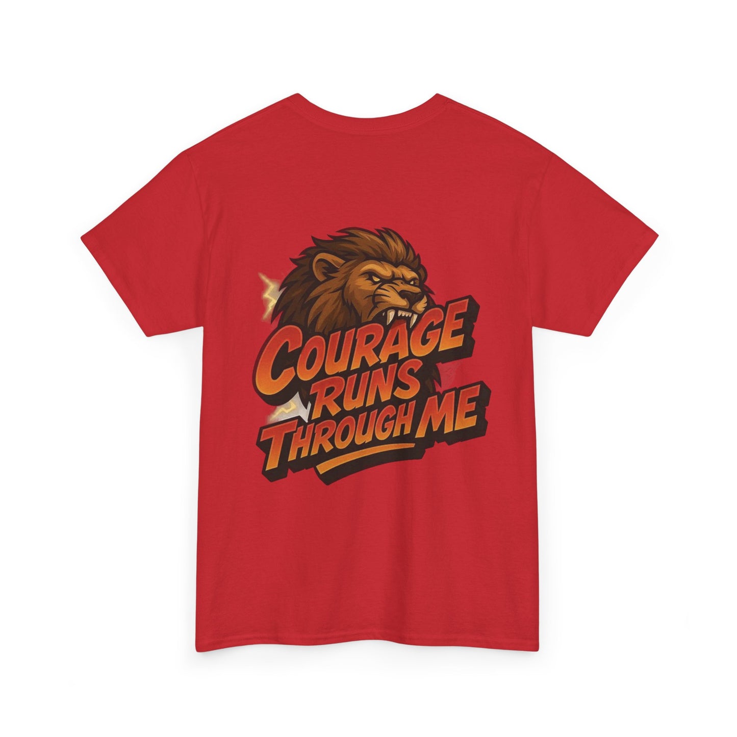 Courage-Inspired Unisex Heavy Cotton Tee, Motivational Shirt, Lion Graphic Tee, Confidence Apparel, Gift for Encouragement