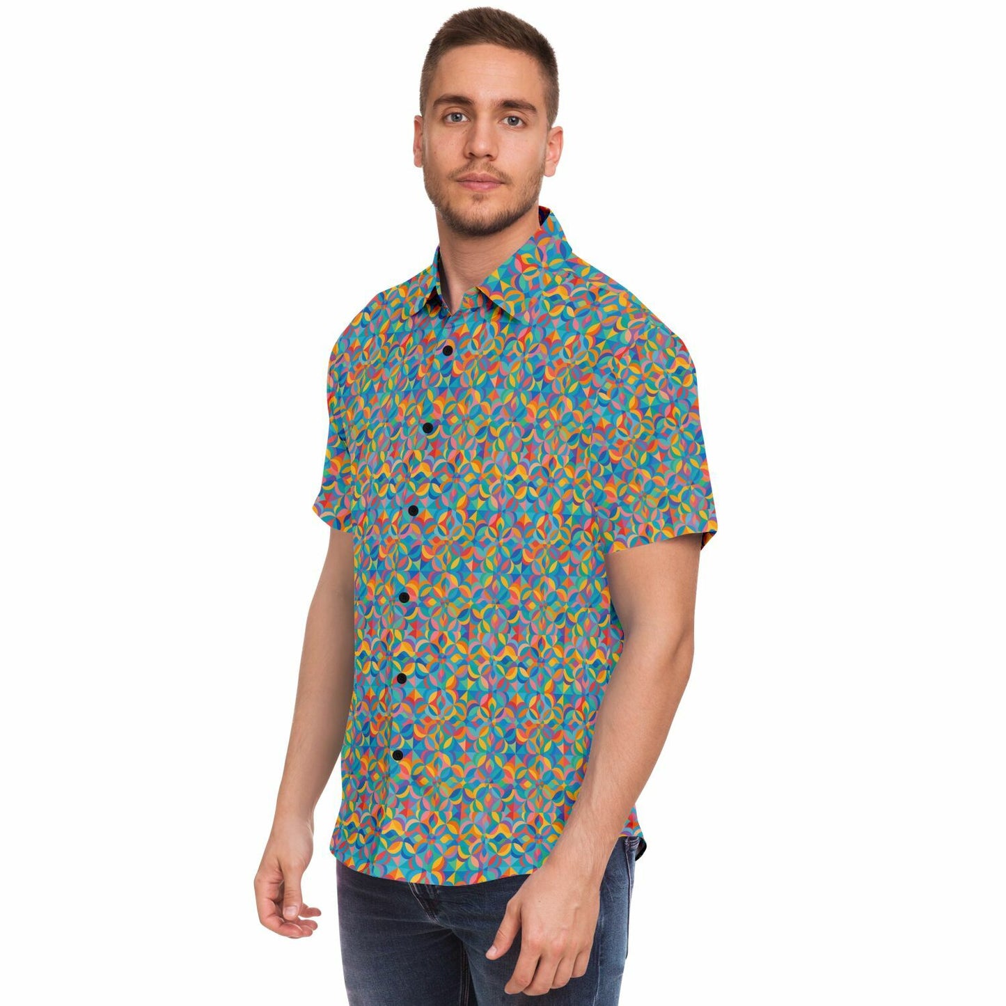 Short Sleeve Button Down Shirt - AOP