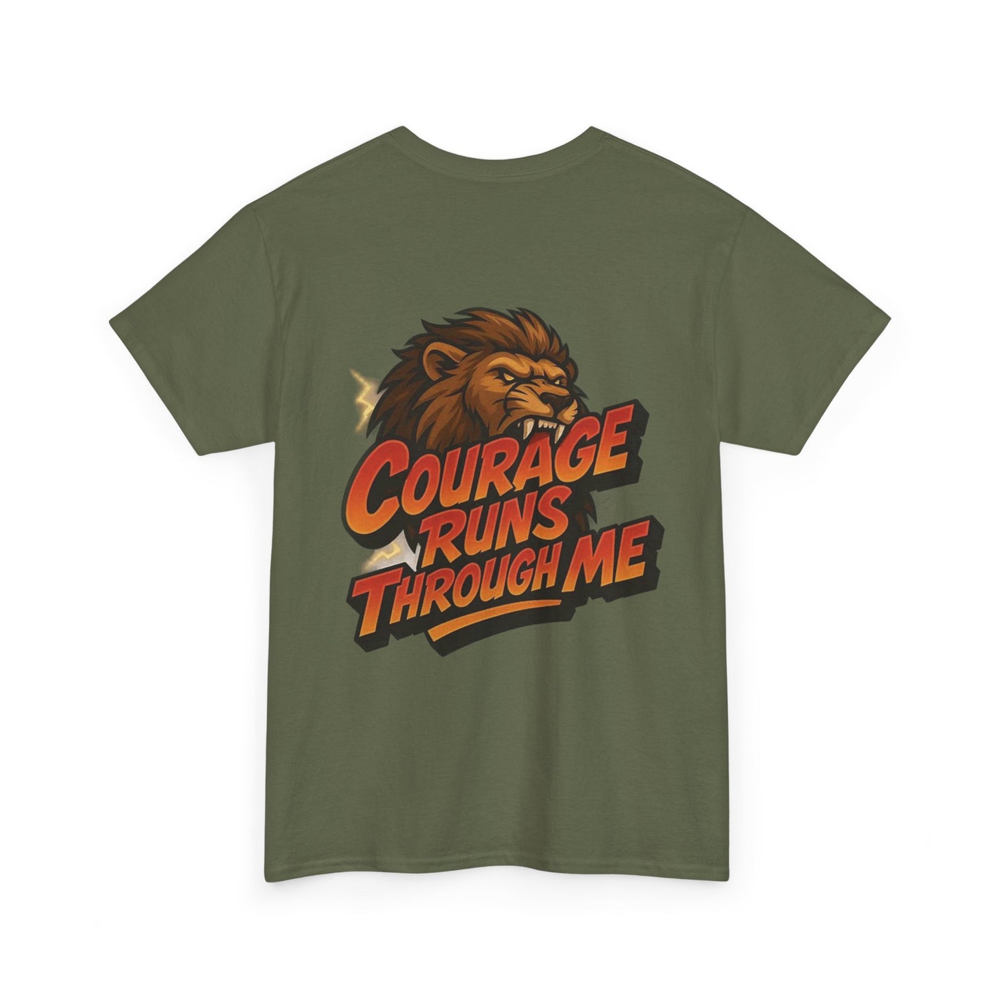 Courage-Inspired Unisex Heavy Cotton Tee, Motivational Shirt, Lion Graphic Tee, Confidence Apparel, Gift for Encouragement