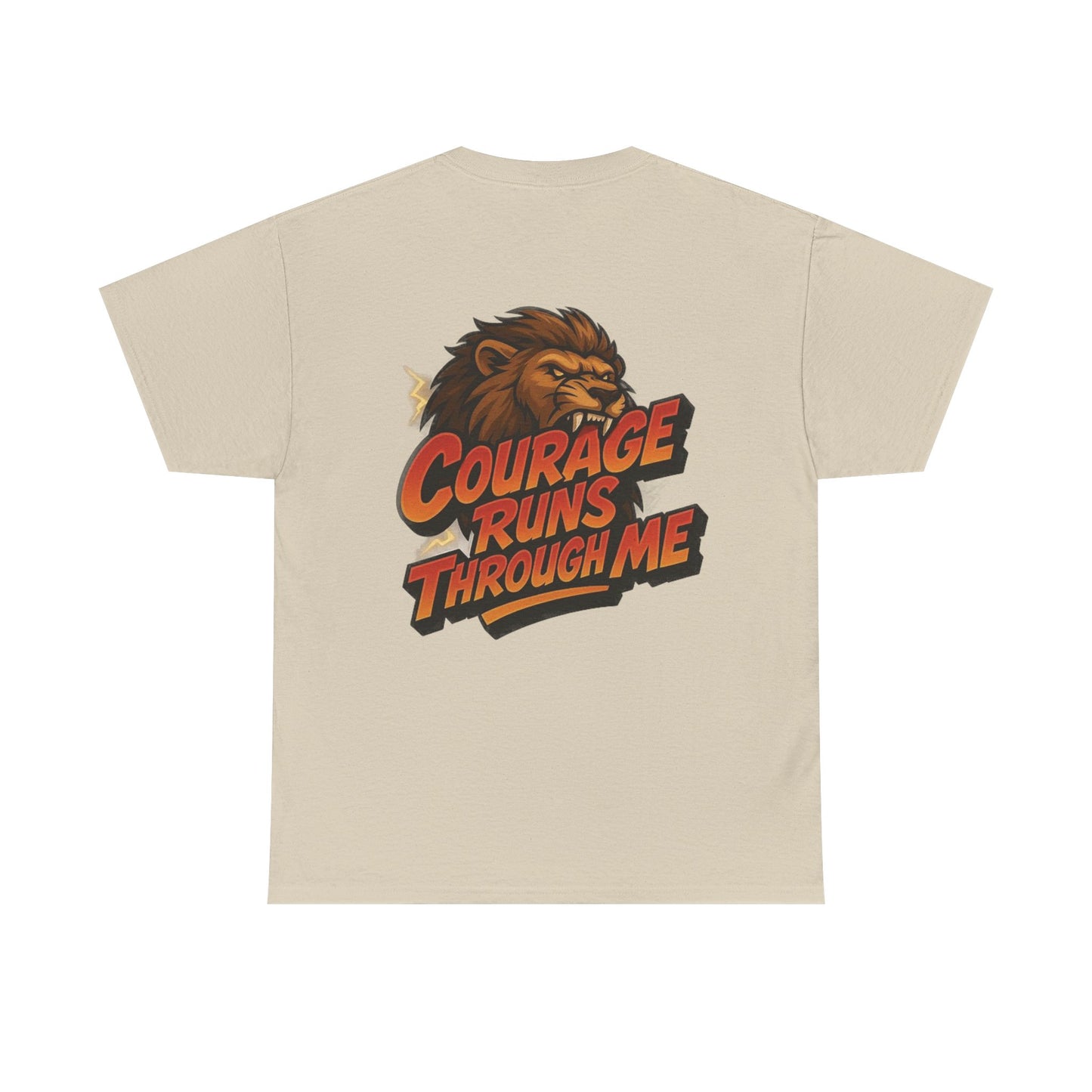 Courage-Inspired Unisex Heavy Cotton Tee, Motivational Shirt, Lion Graphic Tee, Confidence Apparel, Gift for Encouragement