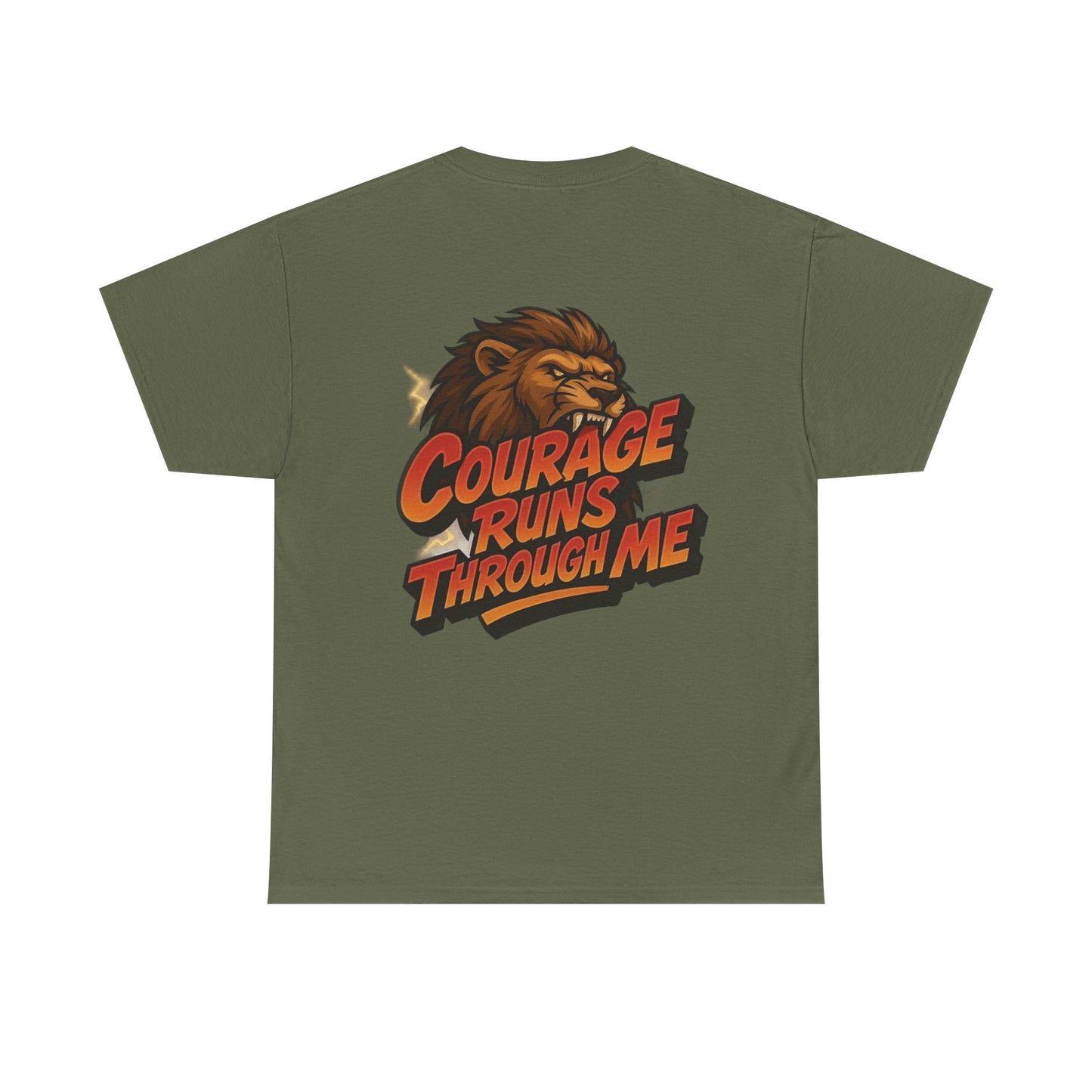 Courage-Inspired Unisex Heavy Cotton Tee, Motivational Shirt, Lion Graphic Tee, Confidence Apparel, Gift for Encouragement