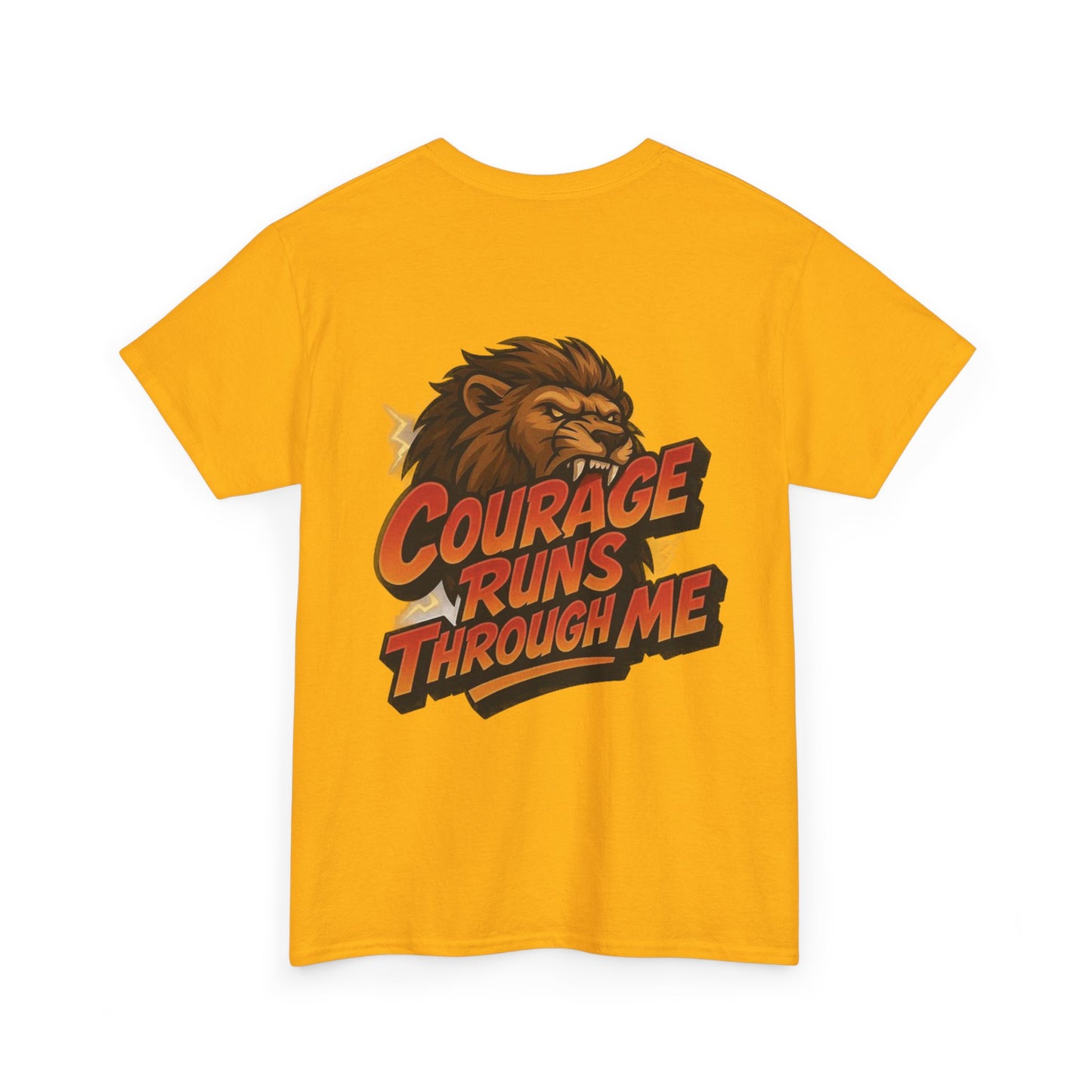 Courage-Inspired Unisex Heavy Cotton Tee, Motivational Shirt, Lion Graphic Tee, Confidence Apparel, Gift for Encouragement