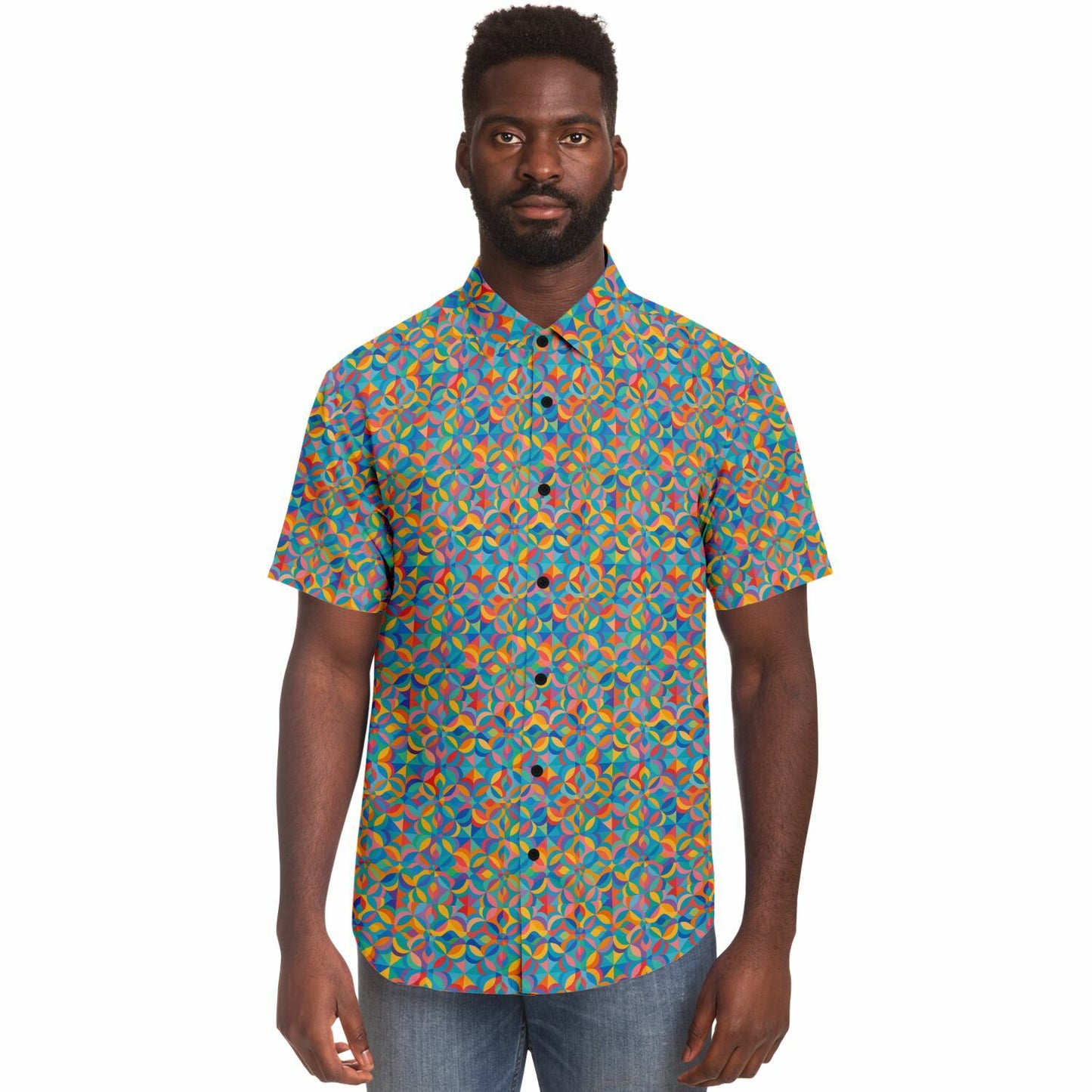 Short Sleeve Button Down Shirt - AOP