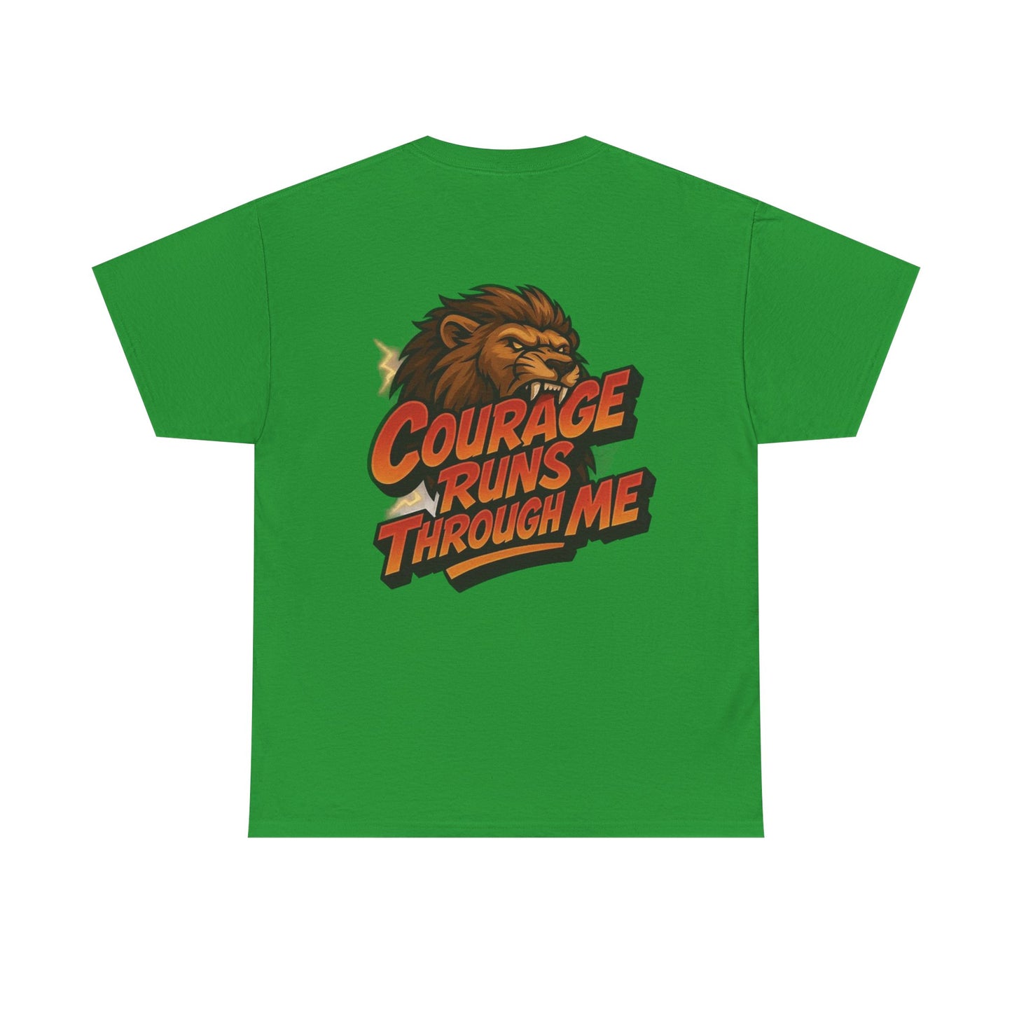Courage-Inspired Unisex Heavy Cotton Tee, Motivational Shirt, Lion Graphic Tee, Confidence Apparel, Gift for Encouragement