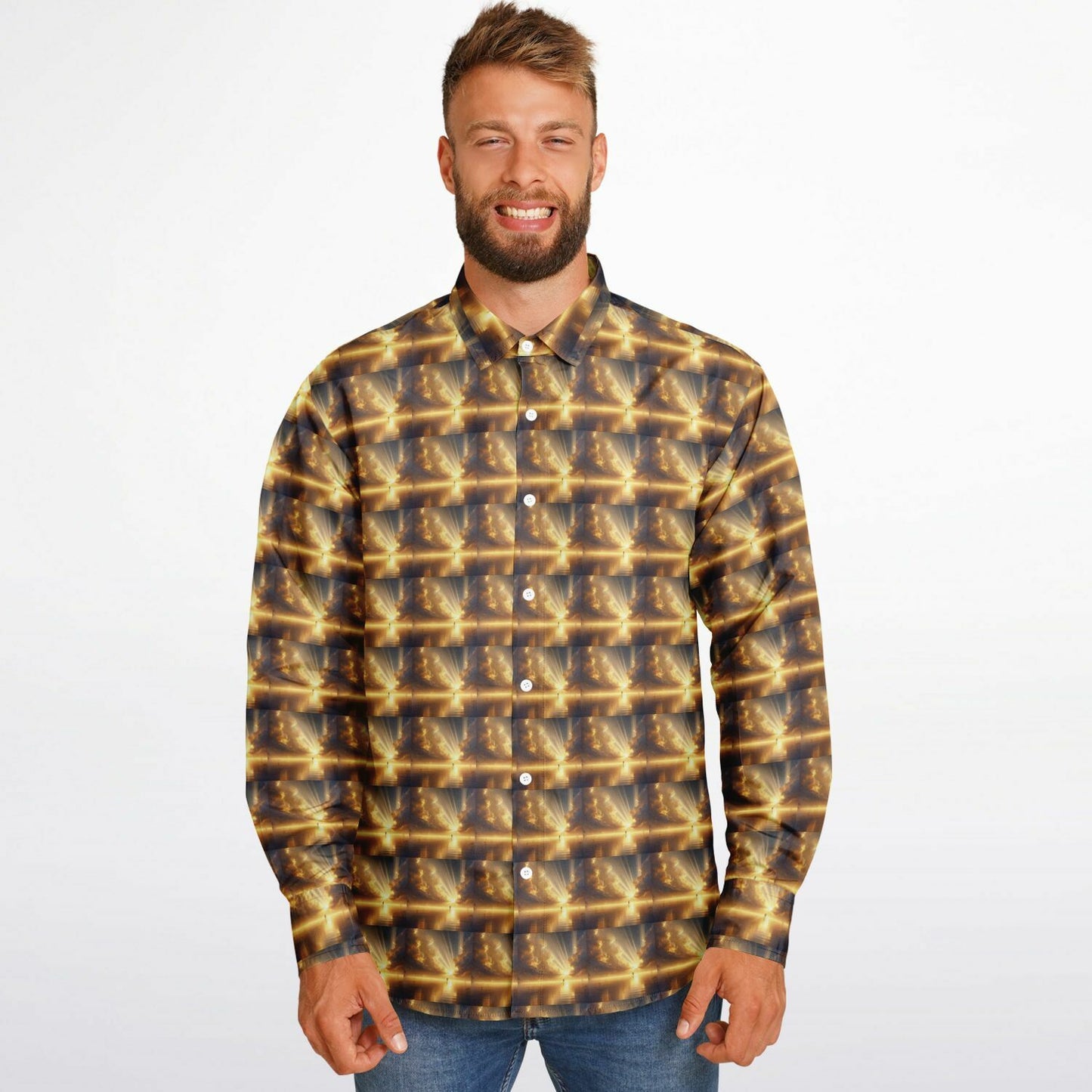 Long Sleeve Button Down Shirt - AOP
