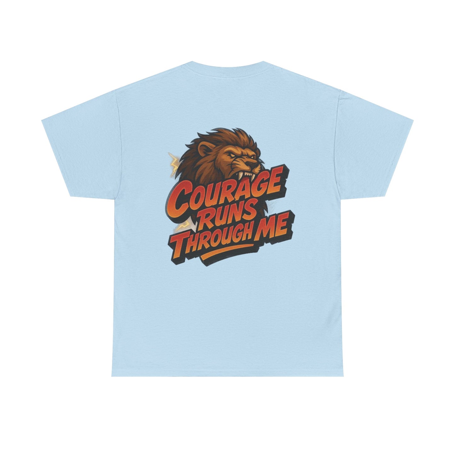 Courage-Inspired Unisex Heavy Cotton Tee, Motivational Shirt, Lion Graphic Tee, Confidence Apparel, Gift for Encouragement