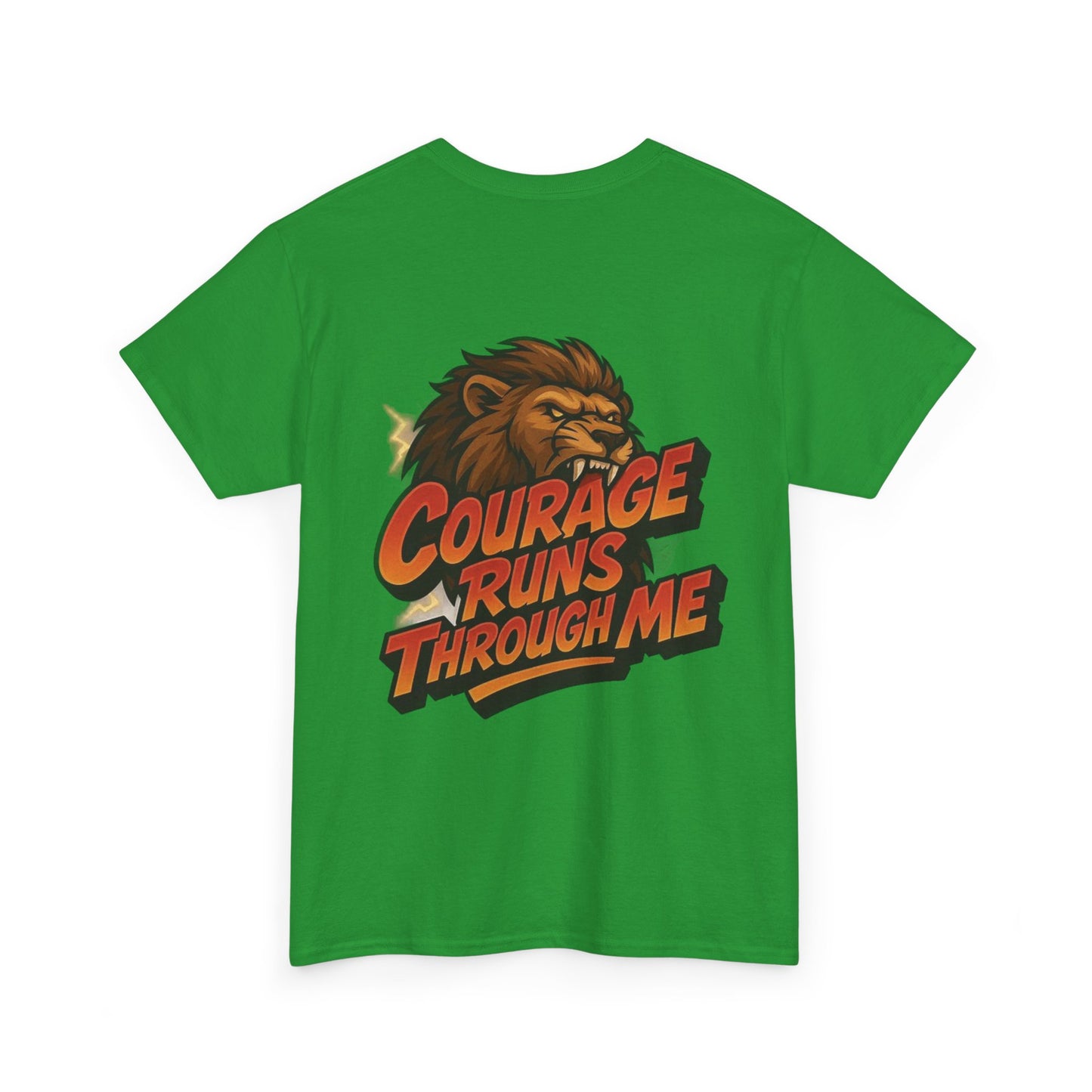 Courage-Inspired Unisex Heavy Cotton Tee, Motivational Shirt, Lion Graphic Tee, Confidence Apparel, Gift for Encouragement