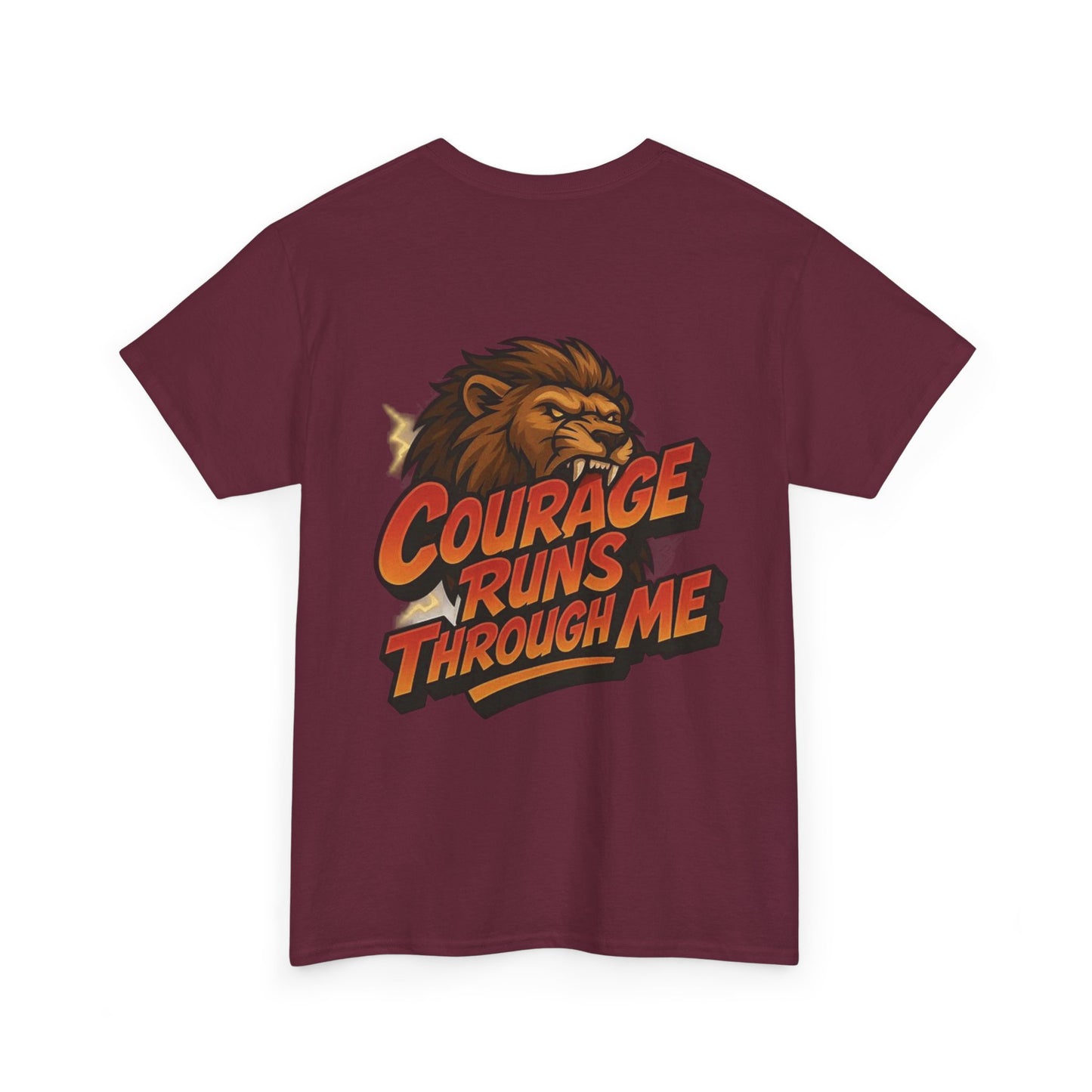 Courage-Inspired Unisex Heavy Cotton Tee, Motivational Shirt, Lion Graphic Tee, Confidence Apparel, Gift for Encouragement