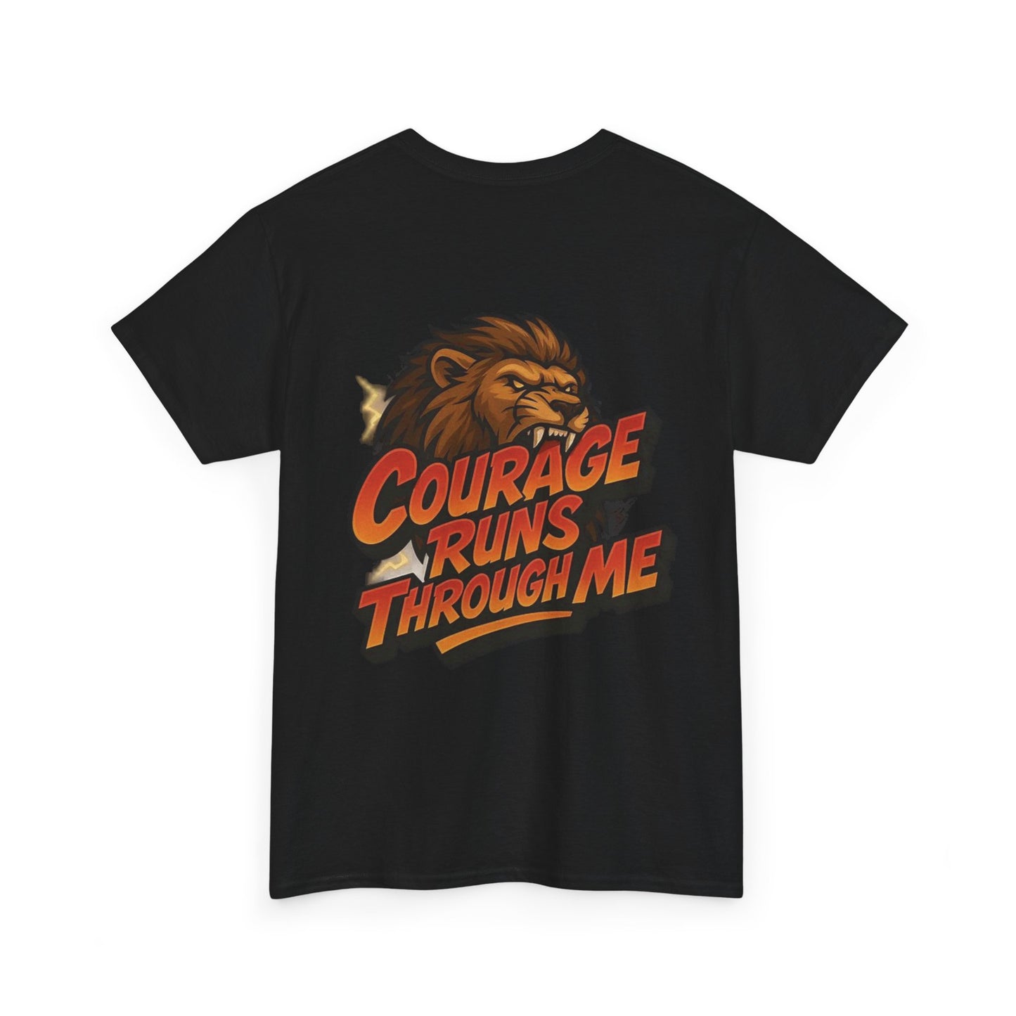 Courage-Inspired Unisex Heavy Cotton Tee, Motivational Shirt, Lion Graphic Tee, Confidence Apparel, Gift for Encouragement