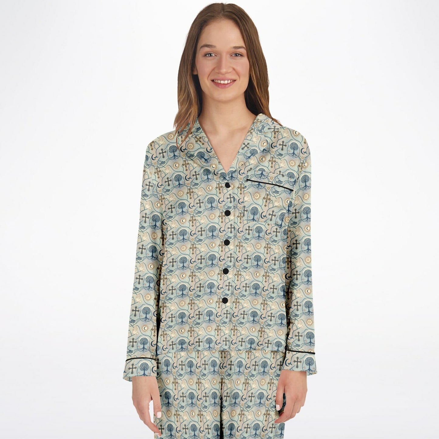 Women's Satin Pajamas - AOP