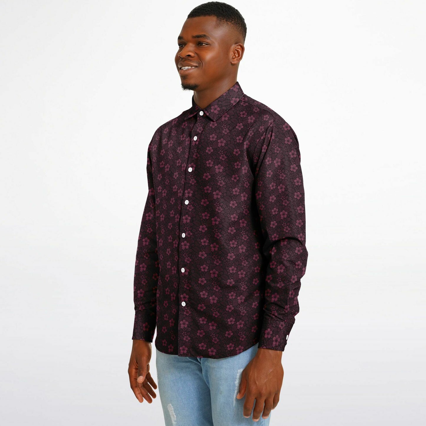 Long Sleeve Button Down Shirt - AOP