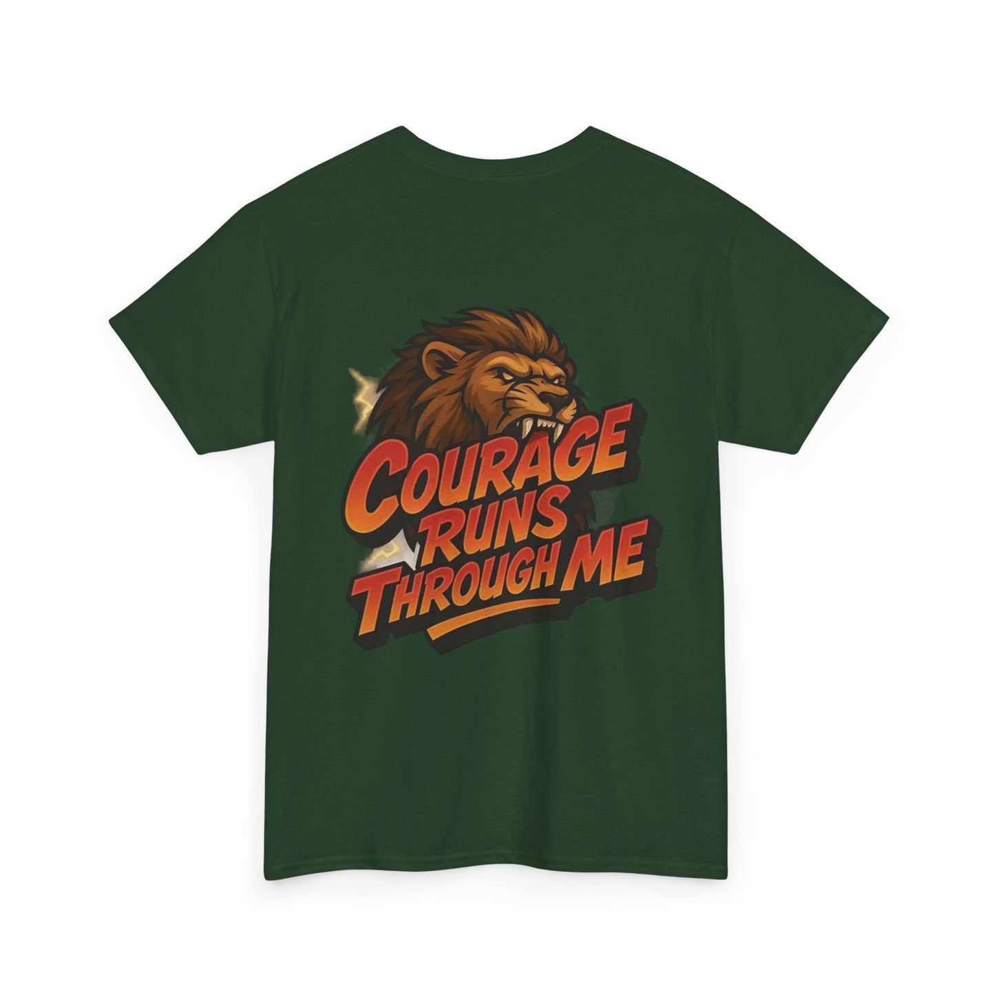 Courage-Inspired Unisex Heavy Cotton Tee, Motivational Shirt, Lion Graphic Tee, Confidence Apparel, Gift for Encouragement