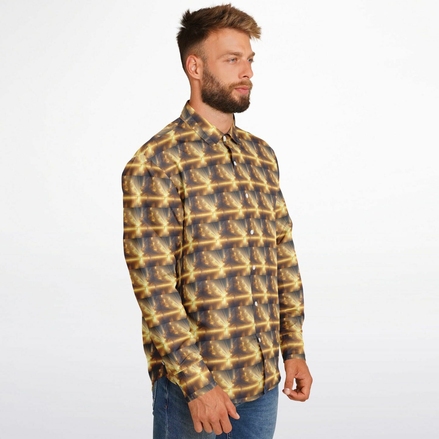 Long Sleeve Button Down Shirt - AOP