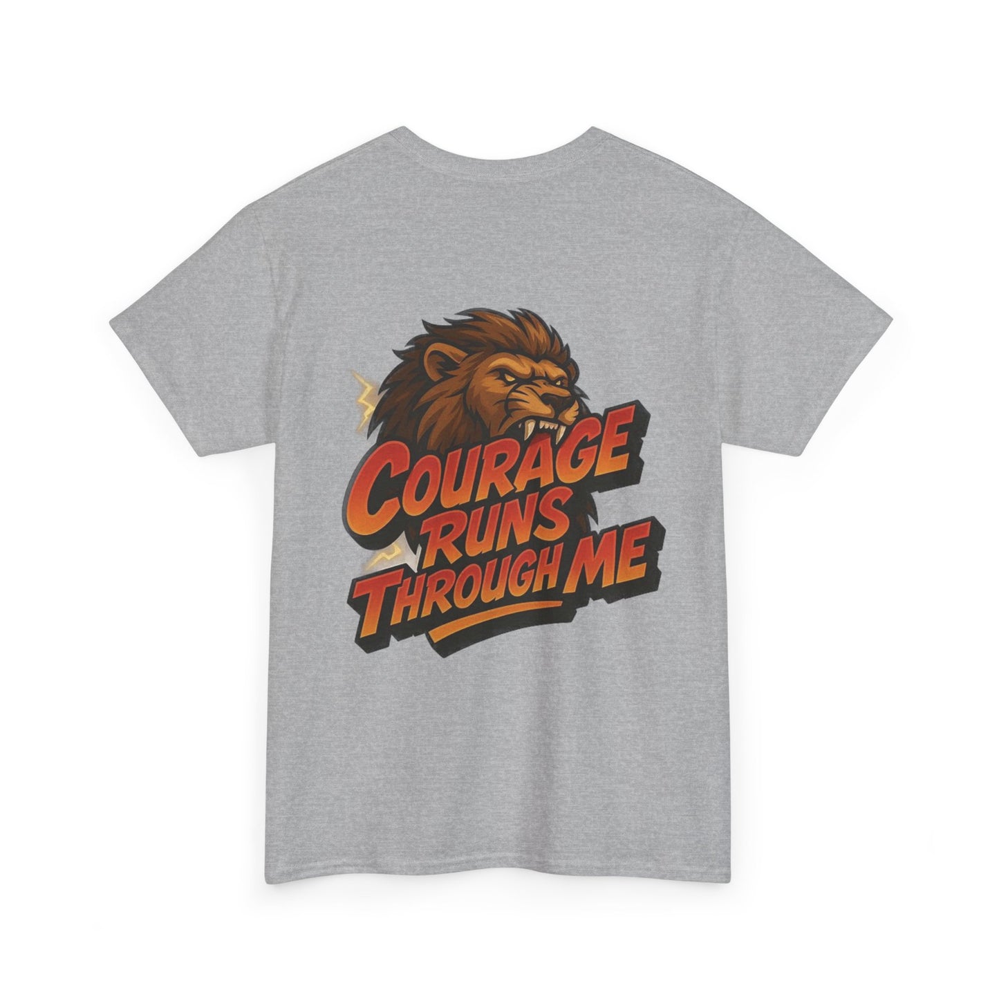 Courage-Inspired Unisex Heavy Cotton Tee, Motivational Shirt, Lion Graphic Tee, Confidence Apparel, Gift for Encouragement