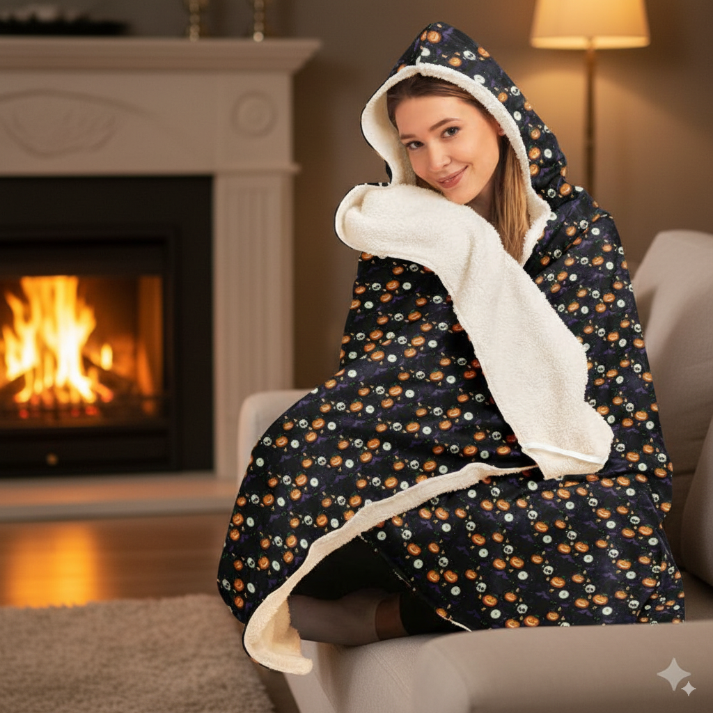 Hooded Blanket Micro Fleece - AOP