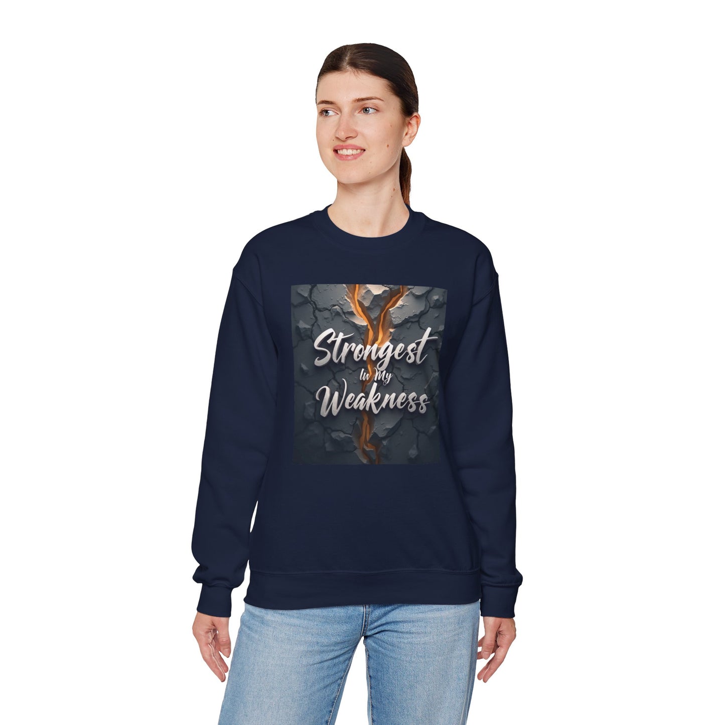 Strongest in My Weakness Sweatshirt | Cozy Unisex Crewneck | Inspirational Gift for Friends, Self-Care, Motivational Wear, Warm Layer