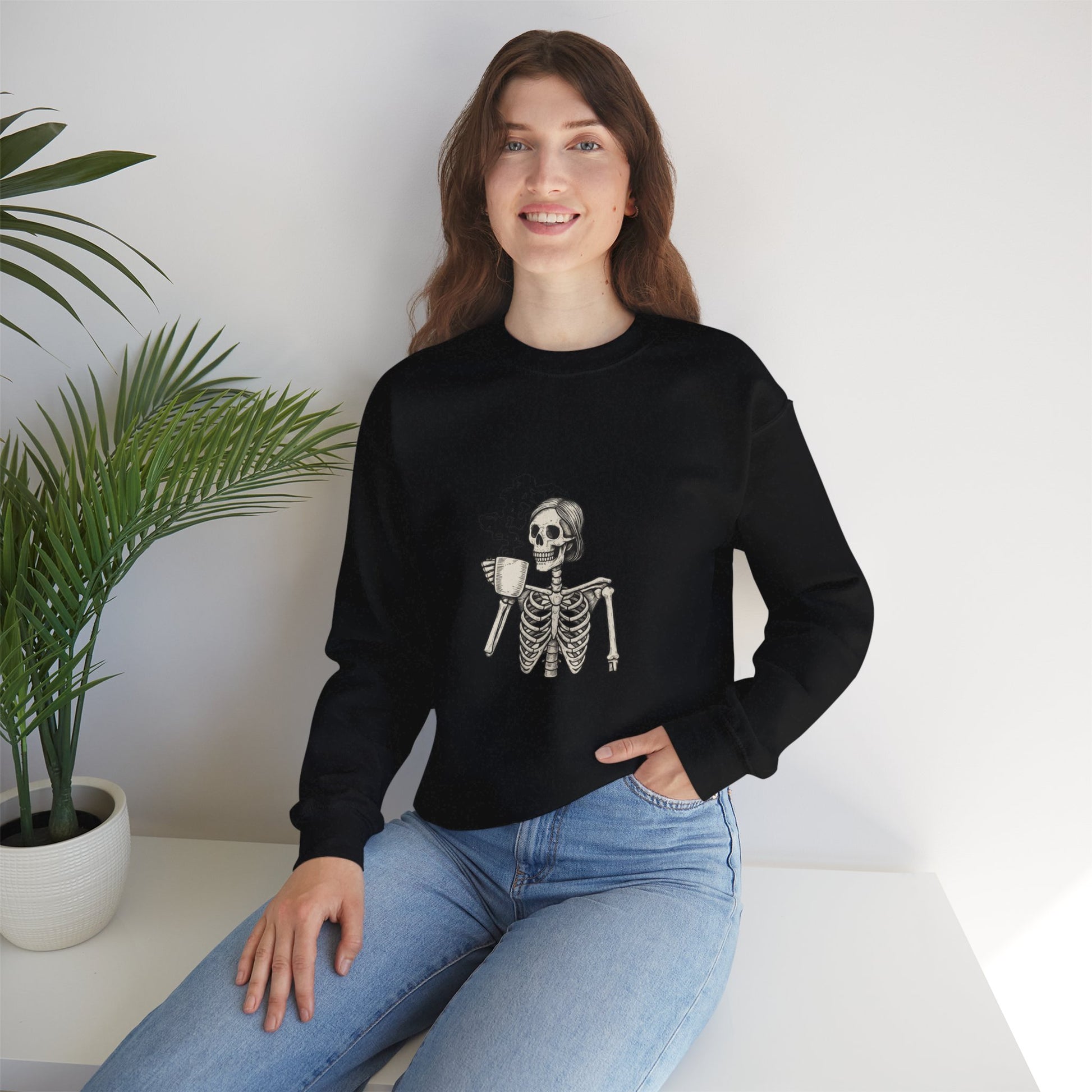 Skeleton Coffee Crewneck Sweatshirt 