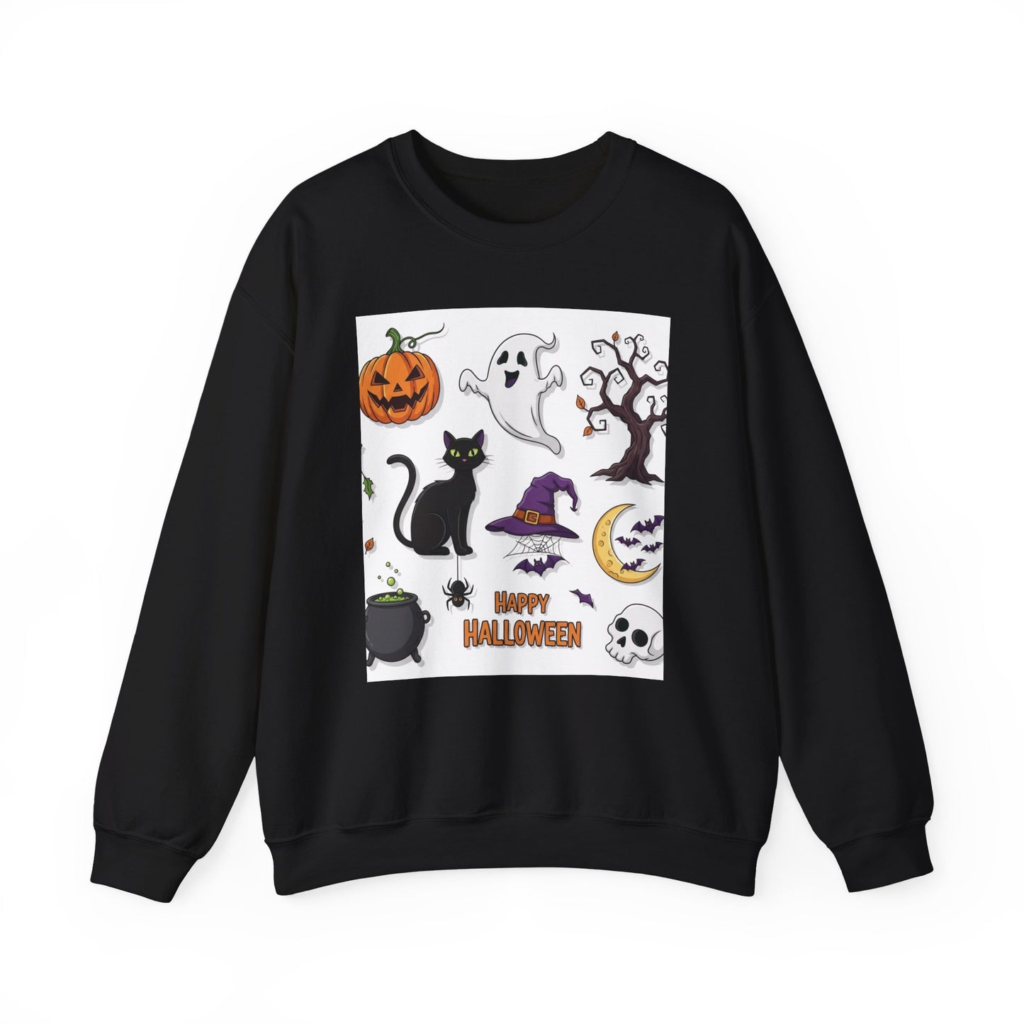Halloween Spirit Crewneck Sweatshirt - Unisex, Cozy Halloween Gift, Fall Apparel, Spooky Season Sweater, Ghost & Pumpkin Sweatshirt