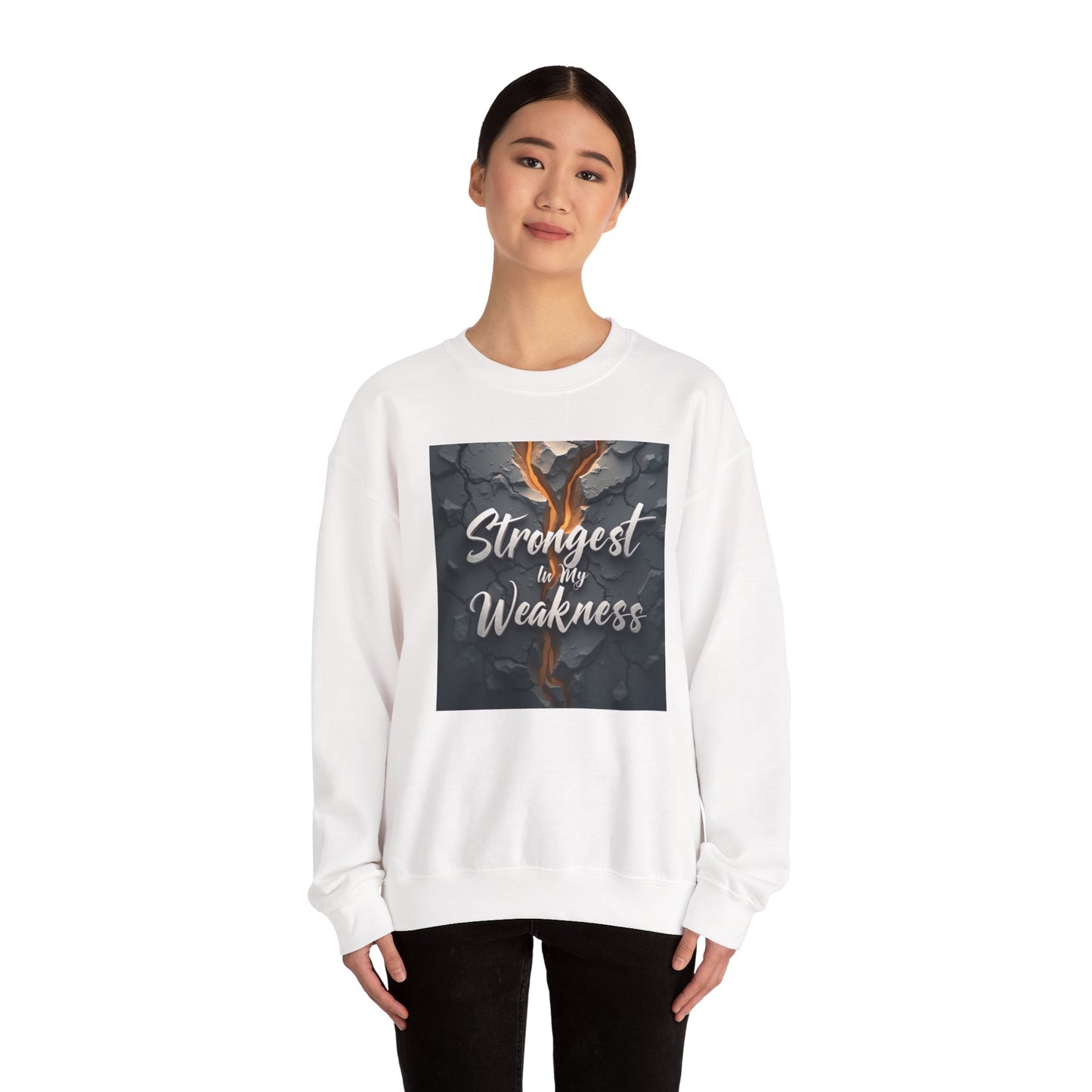 Strongest in My Weakness Sweatshirt | Cozy Unisex Crewneck | Inspirational Gift for Friends, Self-Care, Motivational Wear, Warm Layer