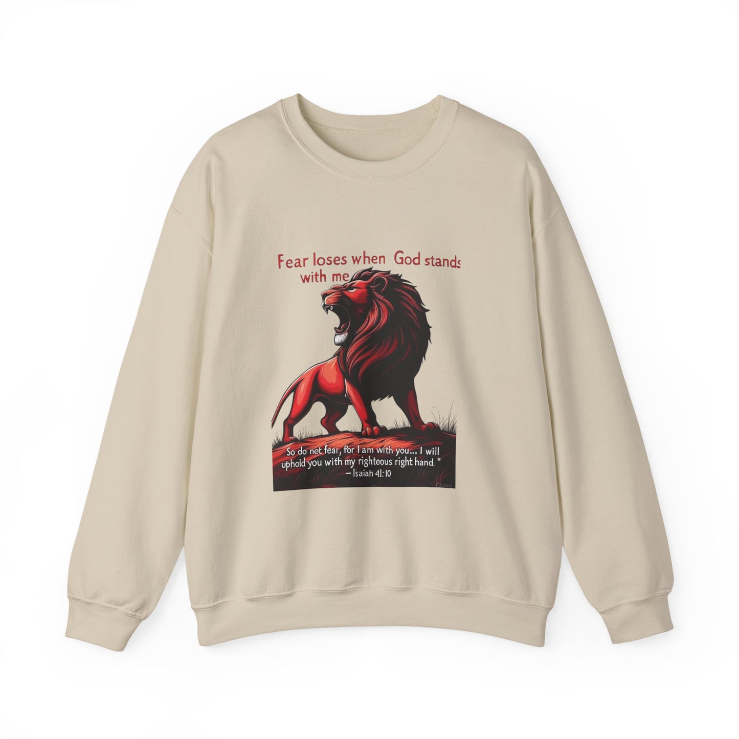 Courageous Lion Crewneck Sweatshirt, Faith-Based Apparel, Inspirational Clothing, Gift for Believers, Motivational Sweater