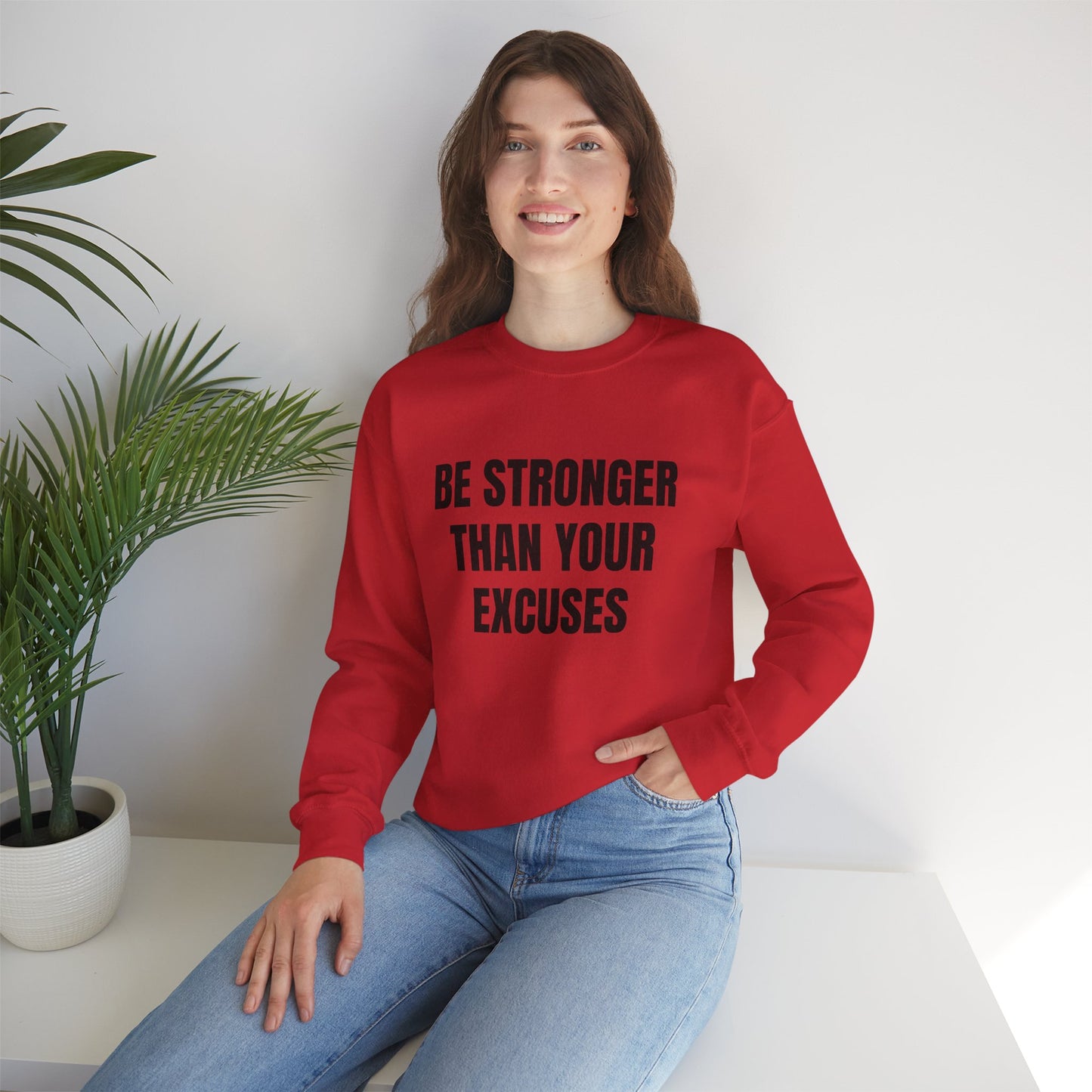 Motivational Crewneck Sweatshirt - Be Strong, Inspirational Gift for Fitness Lovers, Casual Cozy Sweater for Everyday Wear.